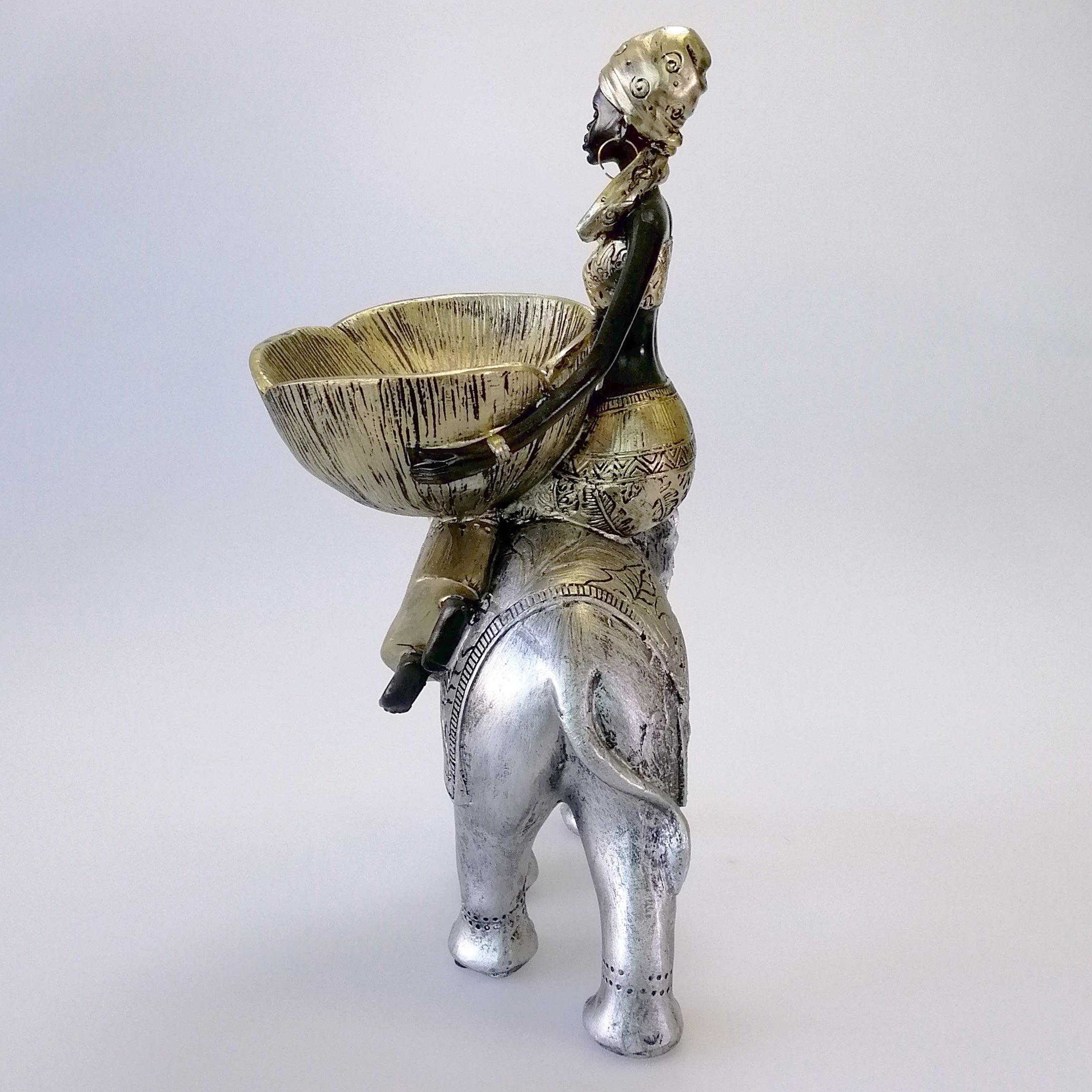 African Stylistic Woman & Elephant With Bowl