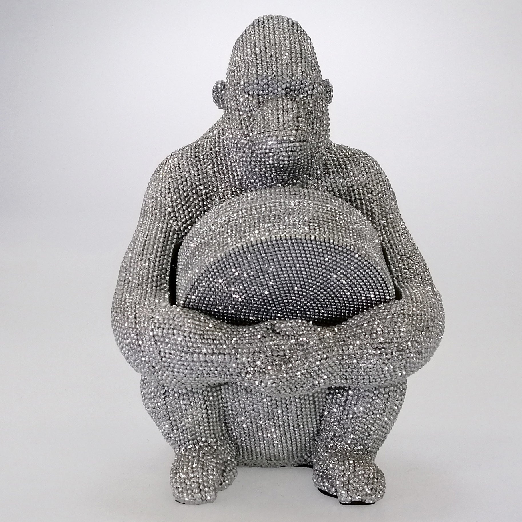 Silver-Look Studded Gorilla & Coasters - Set of 4