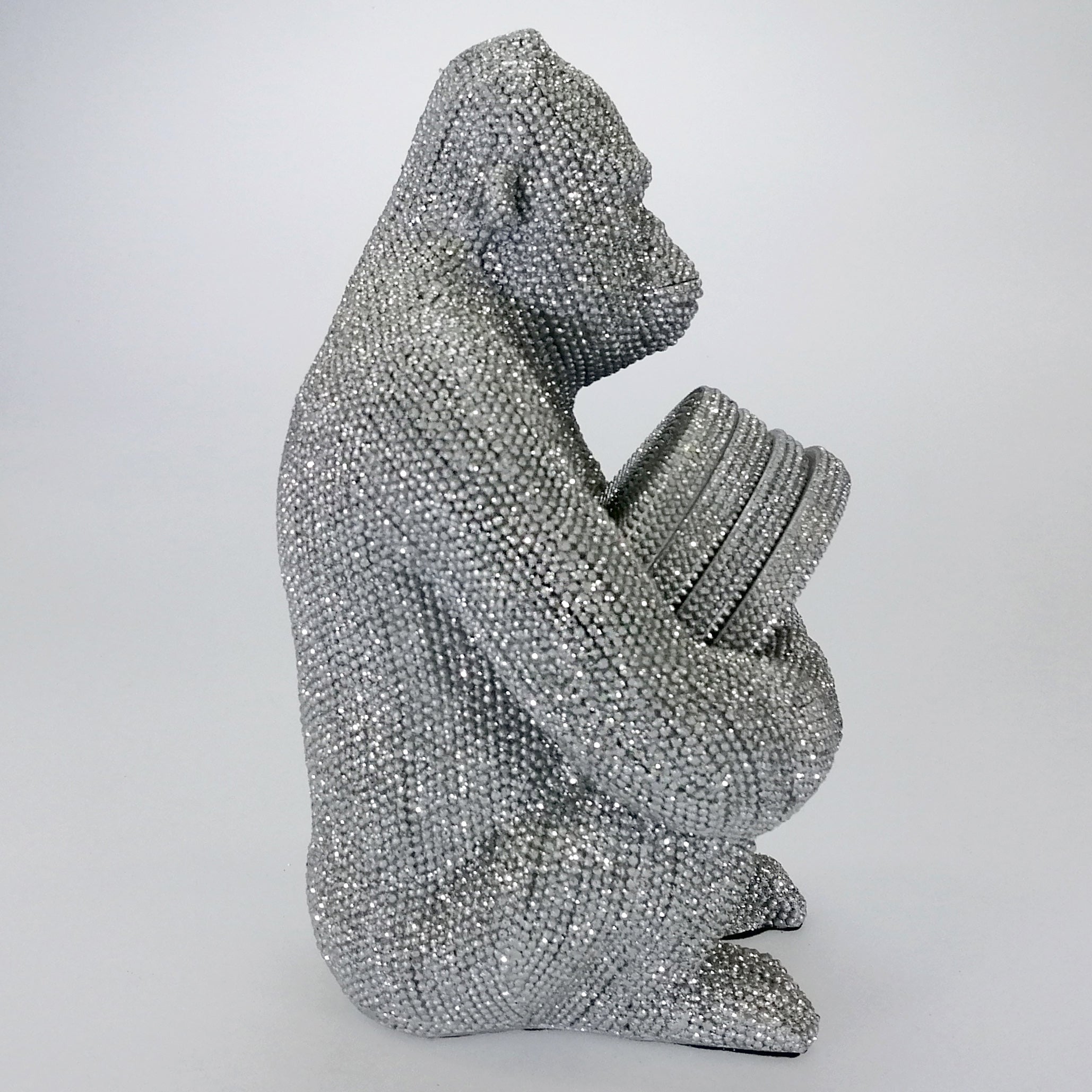 Silver-Look Studded Gorilla & Coasters - Set of 4