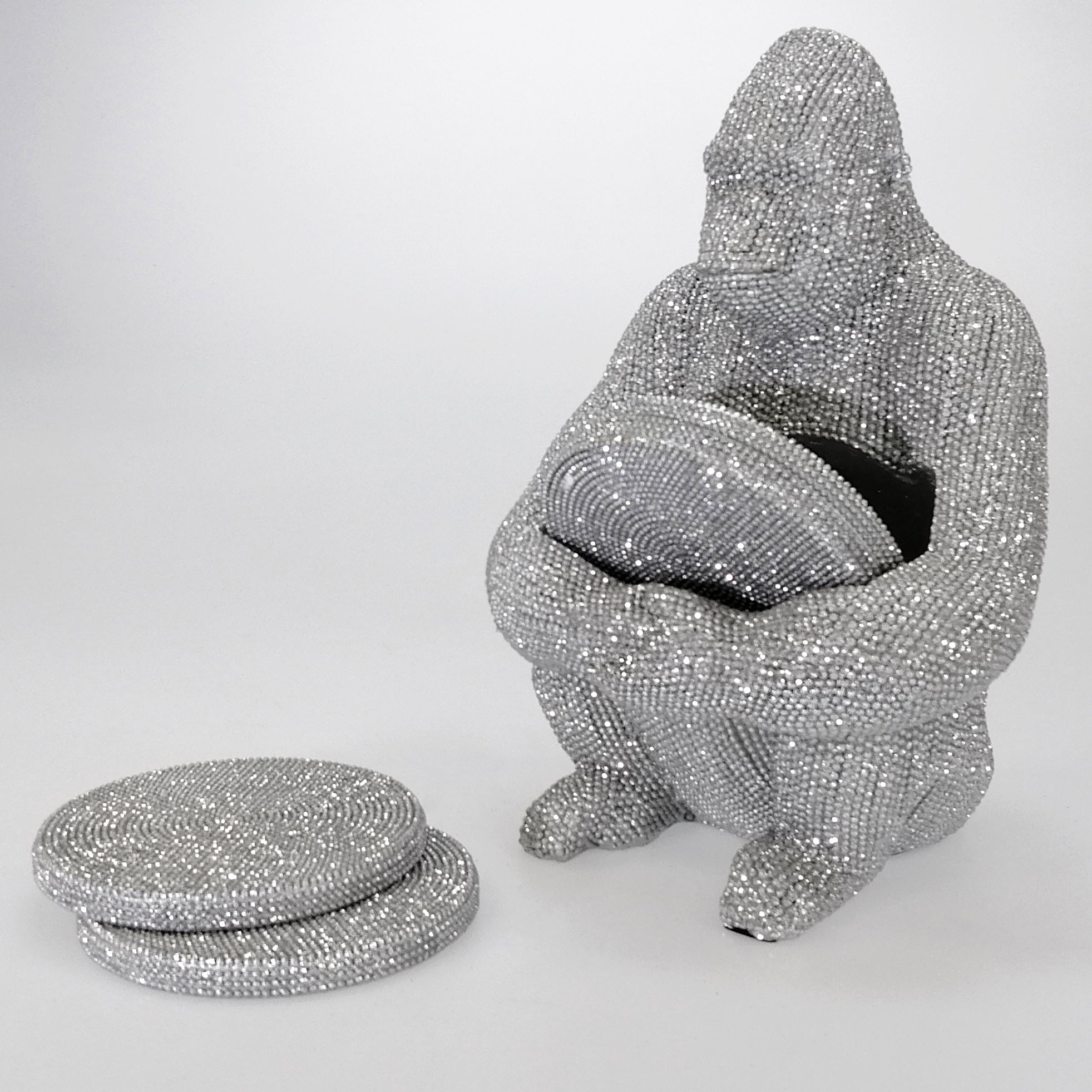 Silver-Look Studded Gorilla & Coasters - Set of 4