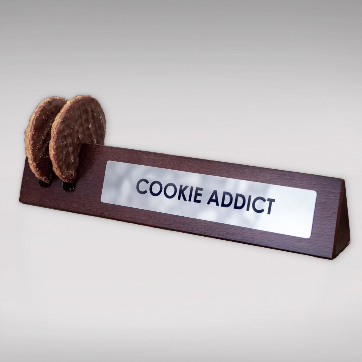 Novelty Desk Sign Plaque & Coaster - 'Cookie Addict'