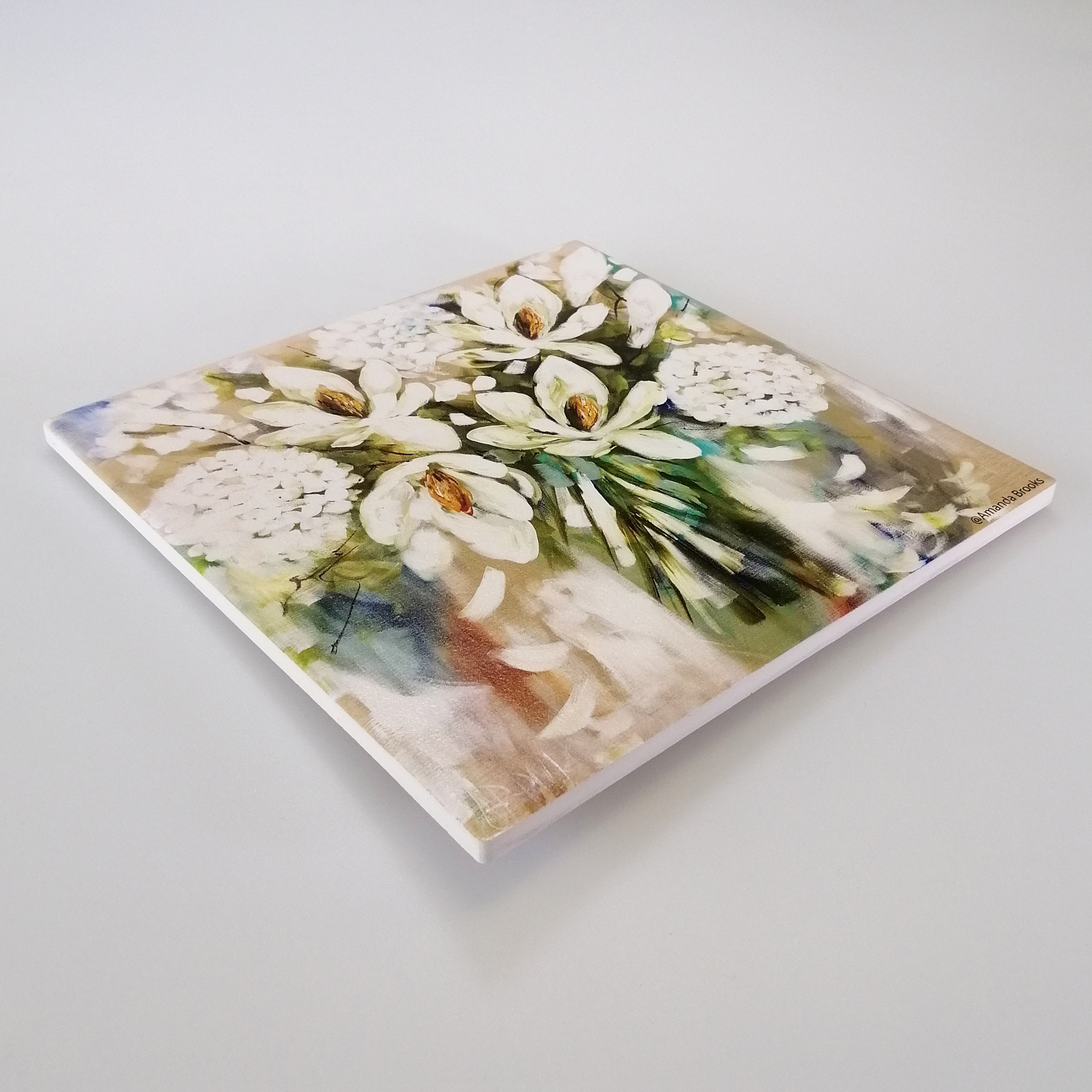 Hydrangeas Ceramic Trivet