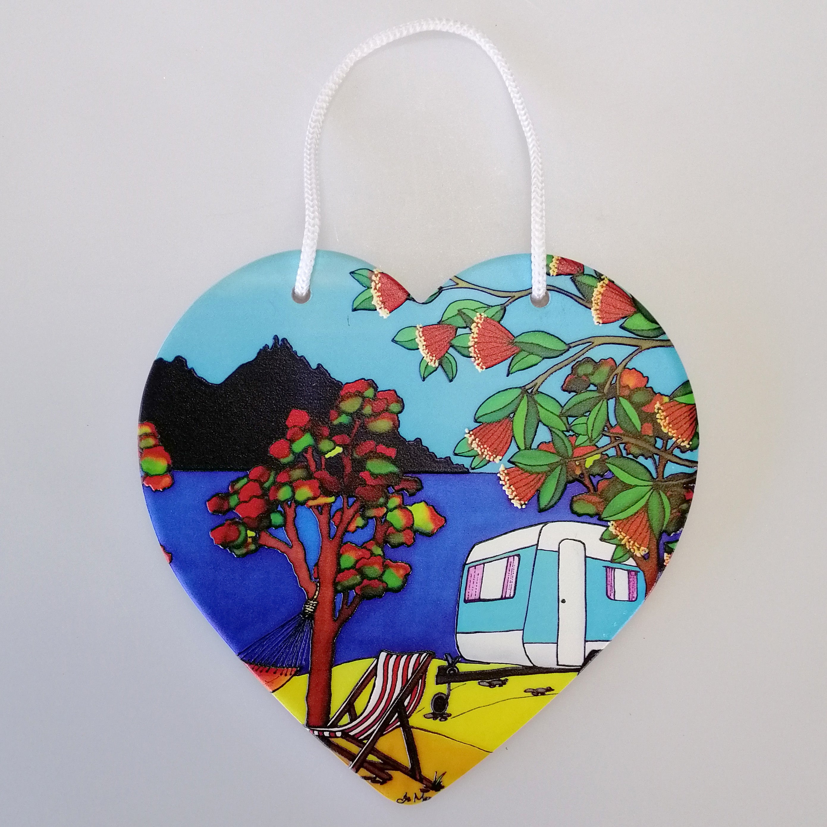 Jo May - Caravan Ceramic Heart Wall Hanging