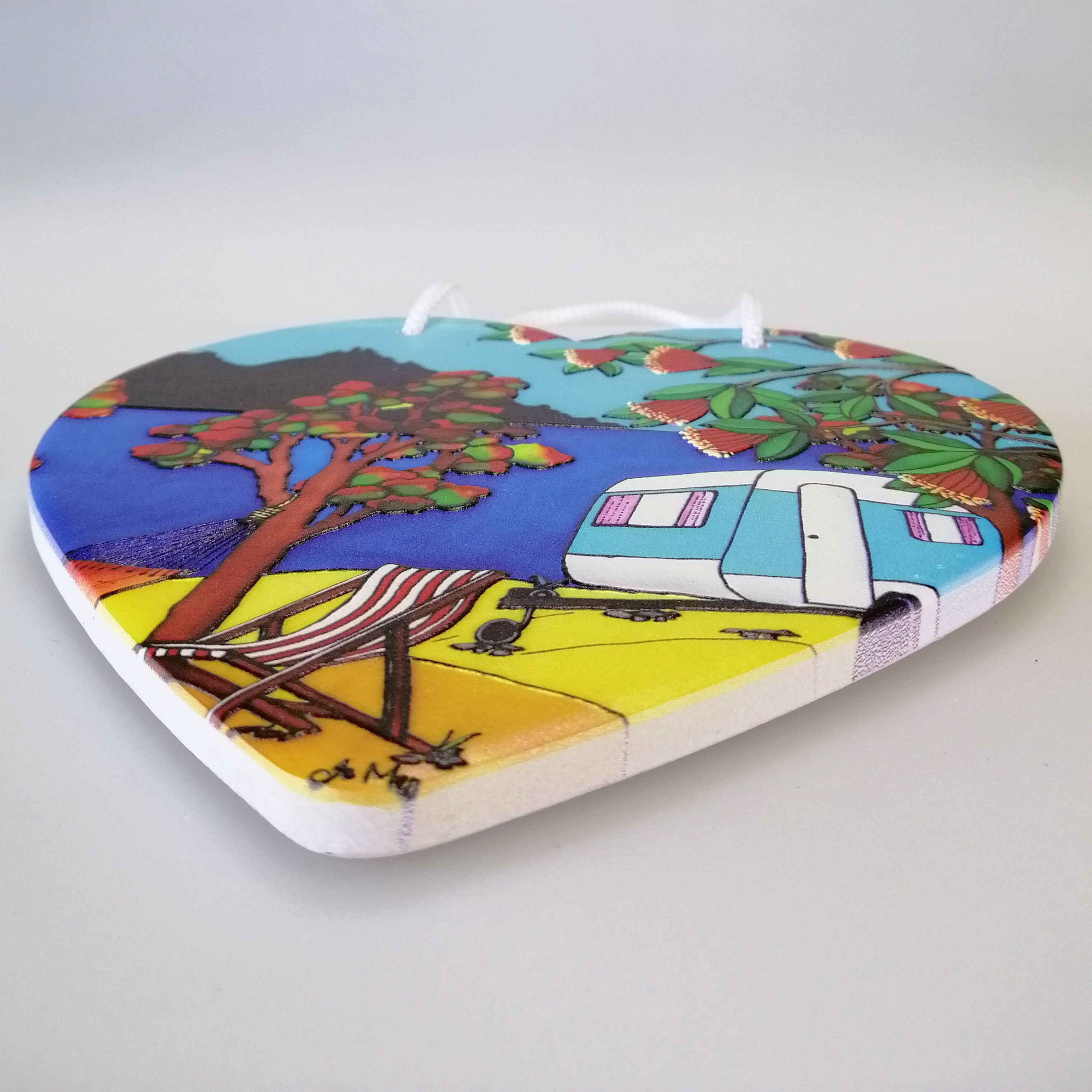 Jo May - Caravan Ceramic Heart Wall Hanging