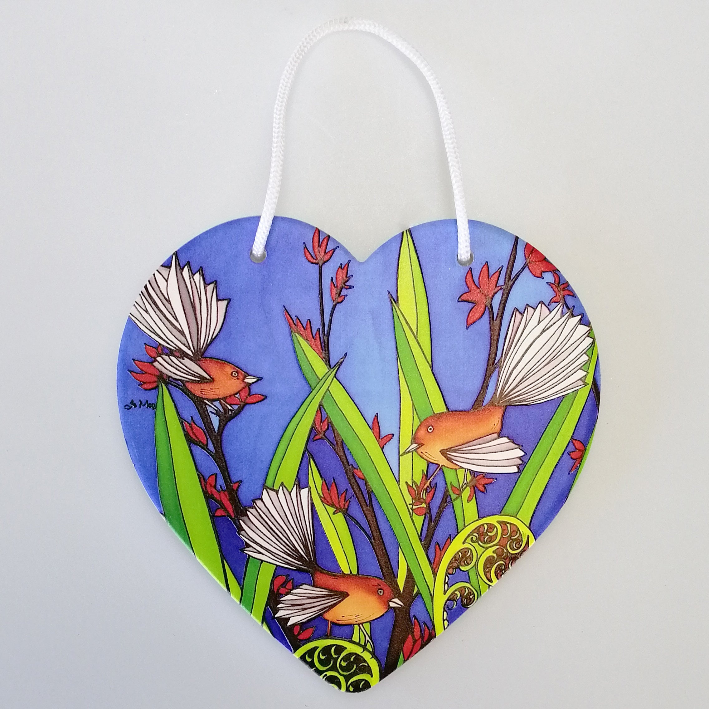 Jo May - Fantails Ceramic Heart Wall Hanging