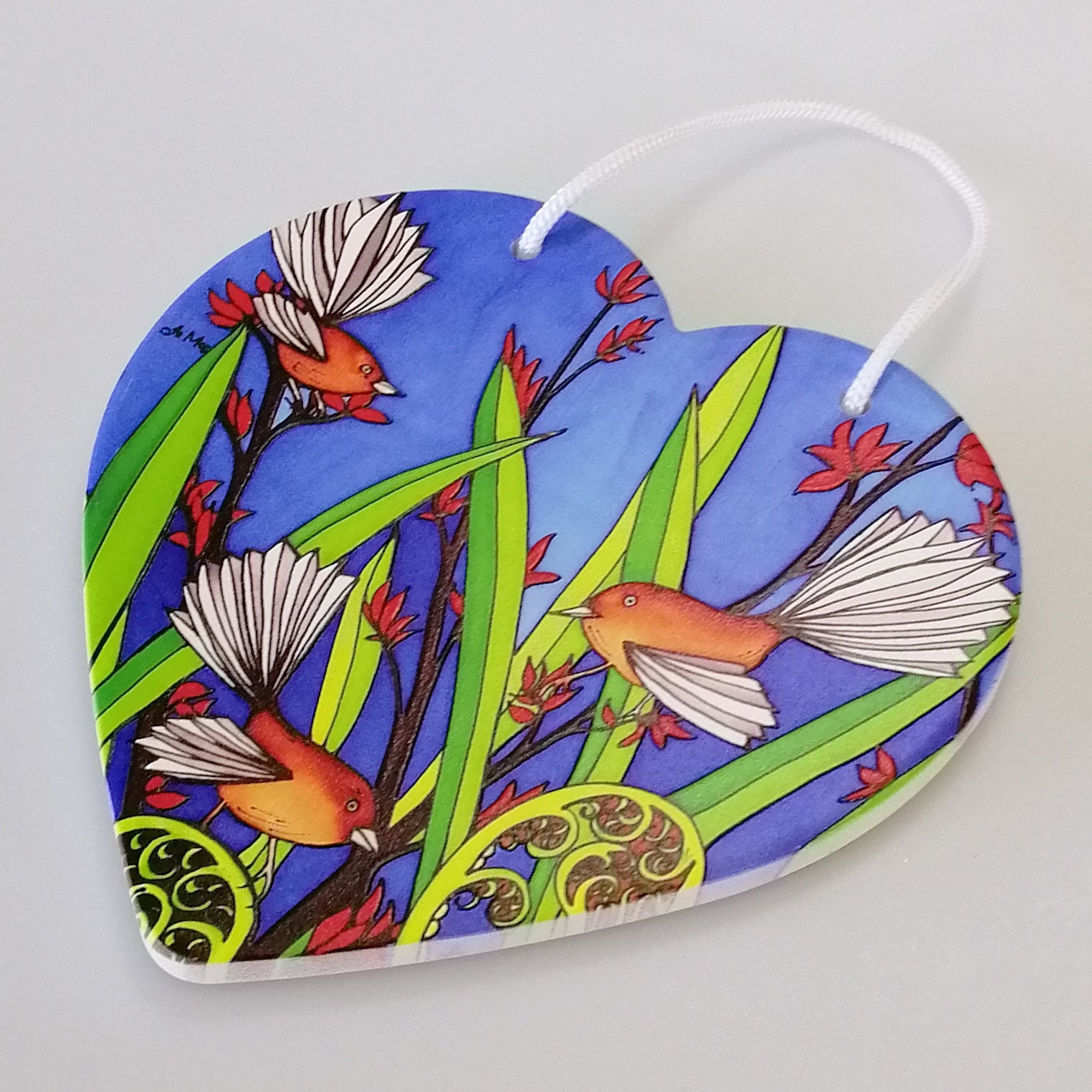 Jo May - Fantails Ceramic Heart Wall Hanging