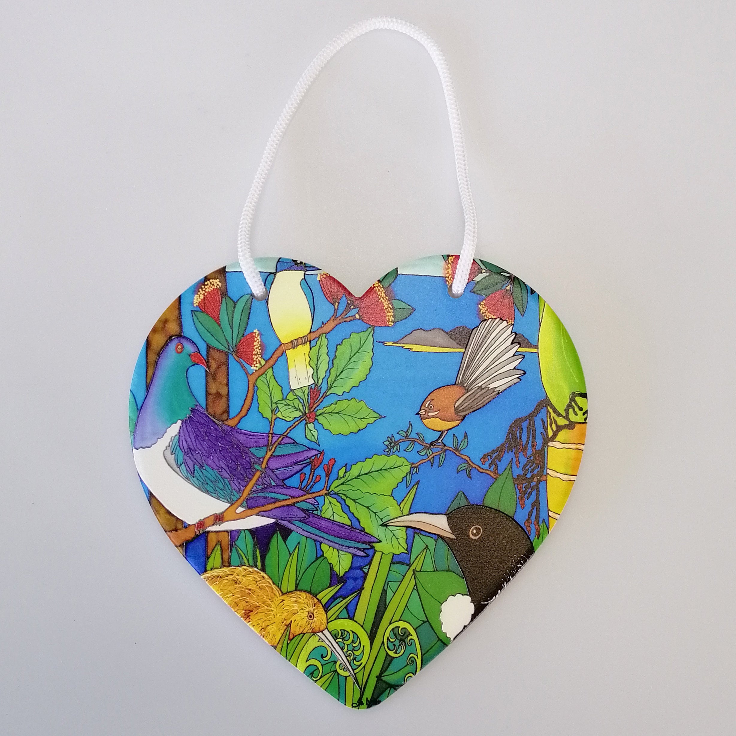 Jo May - NZ Birds Ceramic Heart Wall Hanging