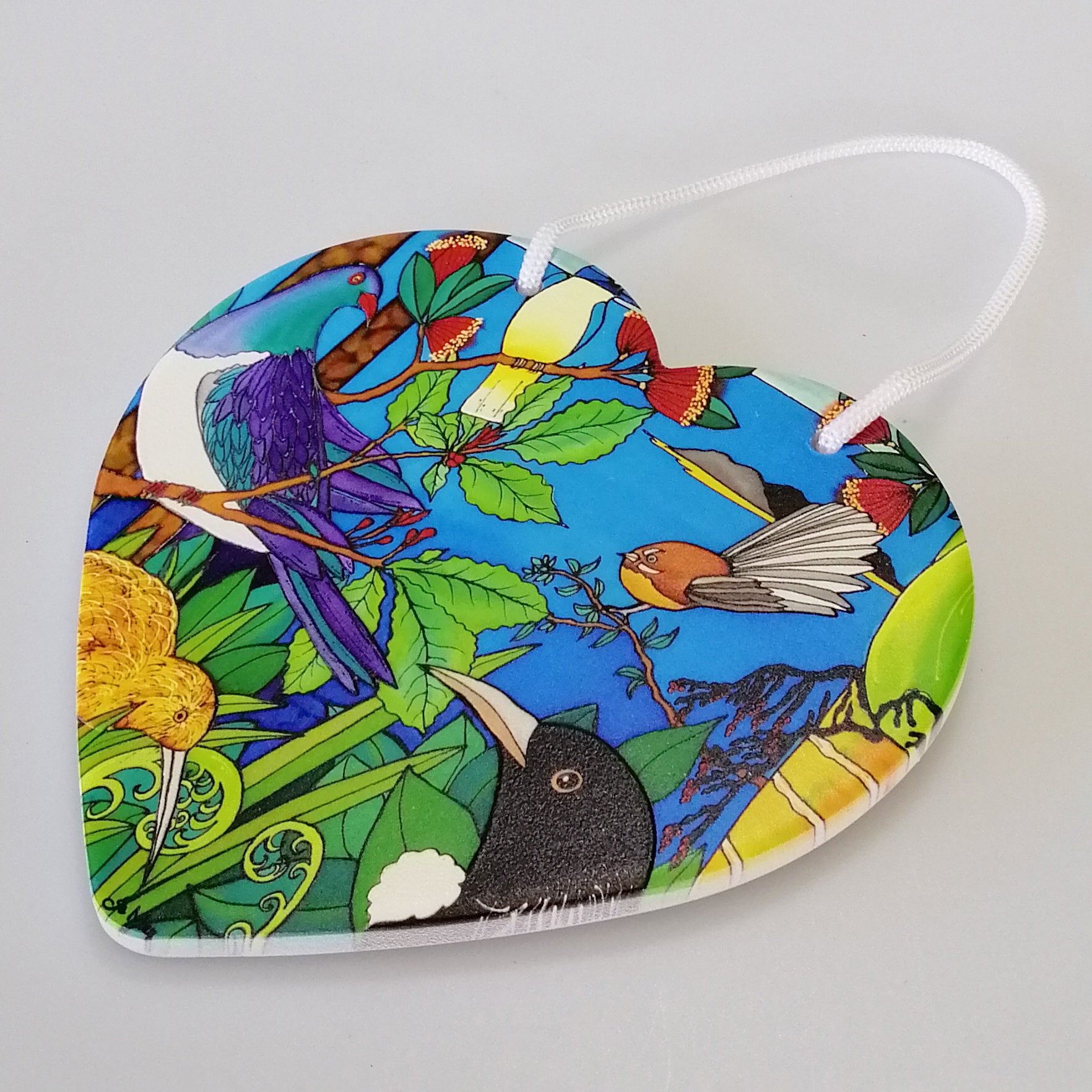 Jo May - NZ Birds Ceramic Heart Wall Hanging