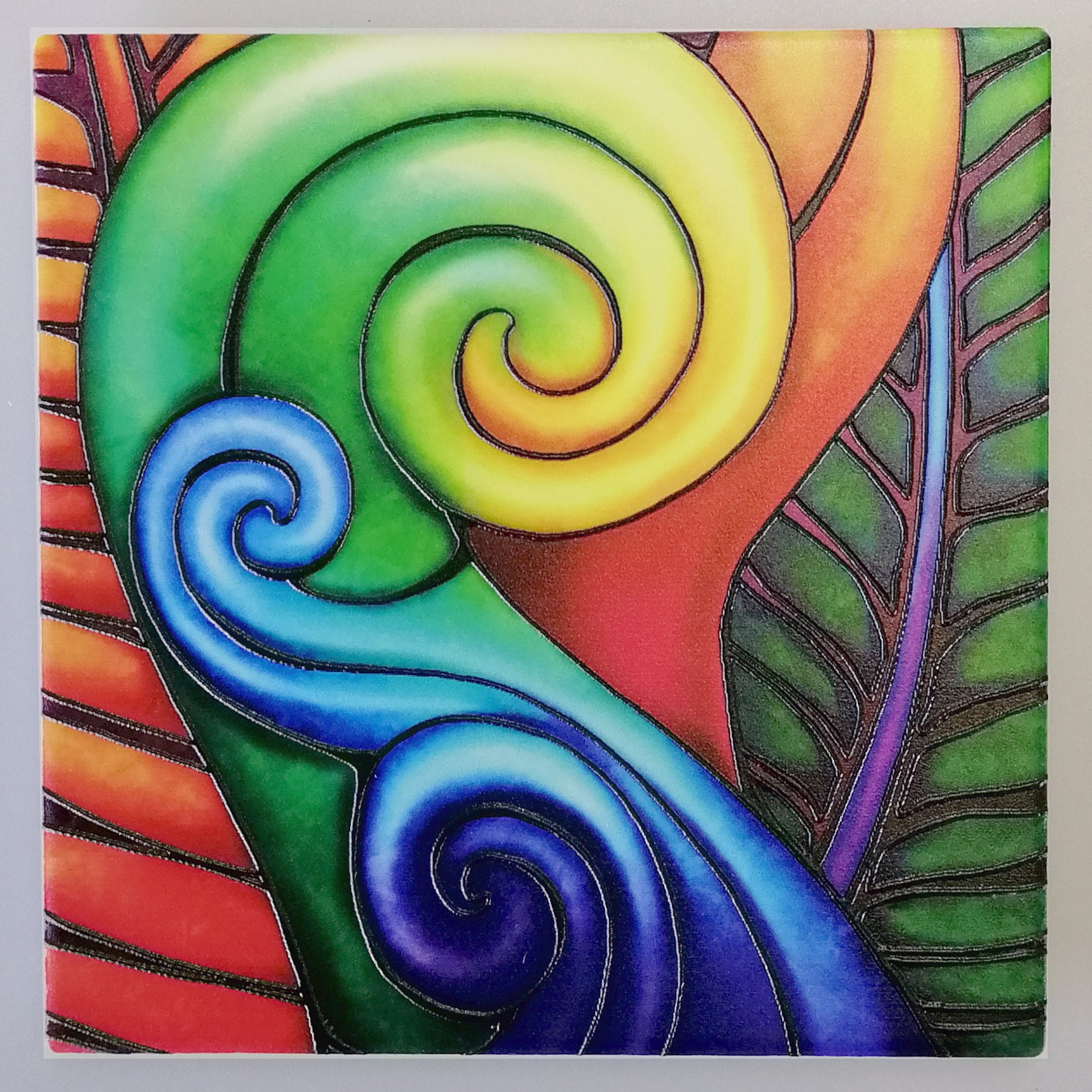 Bright Koru 3D Print Tile Hanging