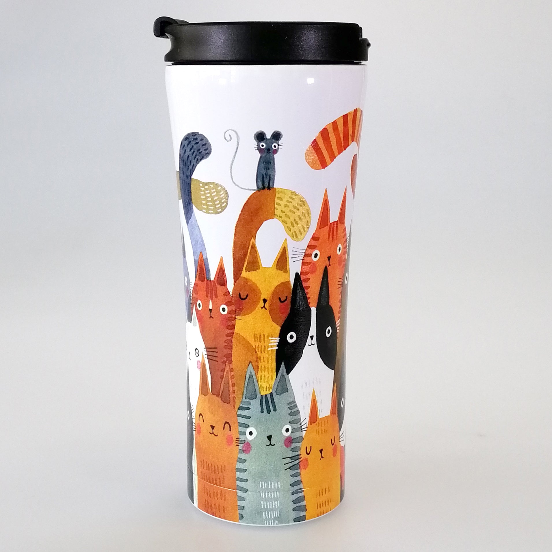 Ashdene Insulated Travel Mug - Quirky Cats 'Photobomb'