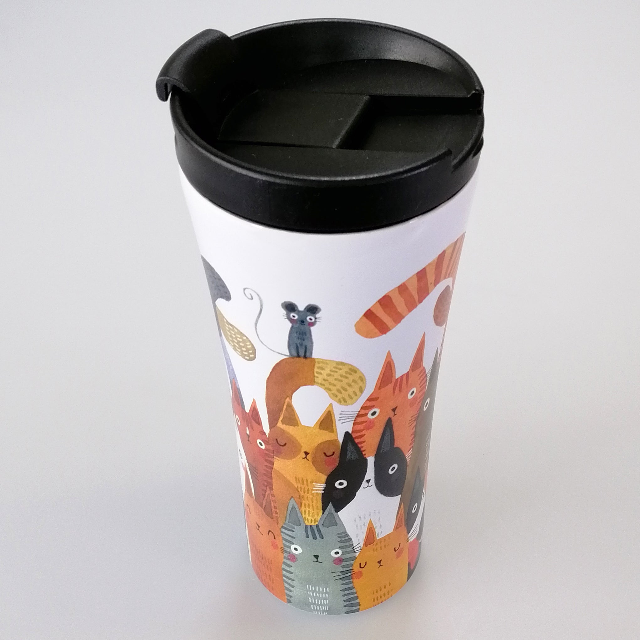 Ashdene Insulated Travel Mug - Quirky Cats 'Photobomb'