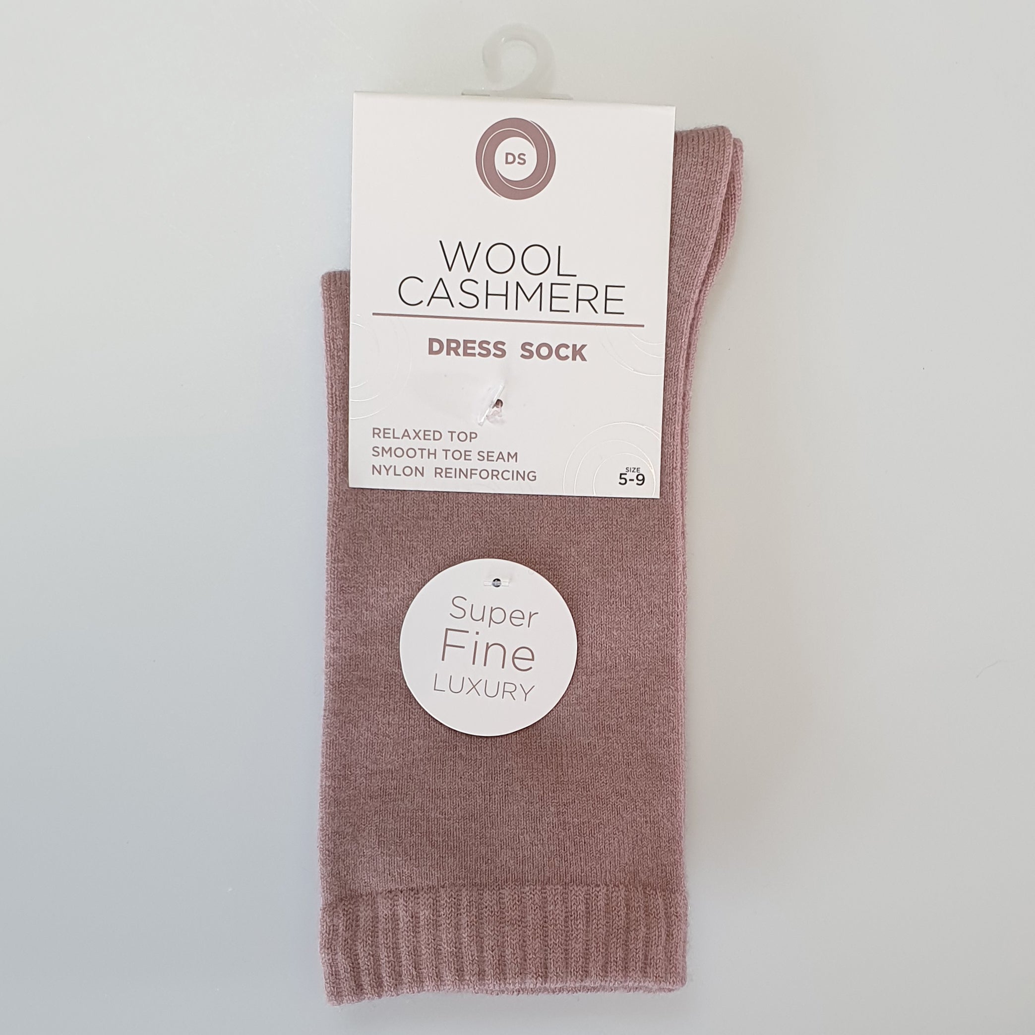 DS Wool Cashmere Dress Socks - Plain Dusky Rose