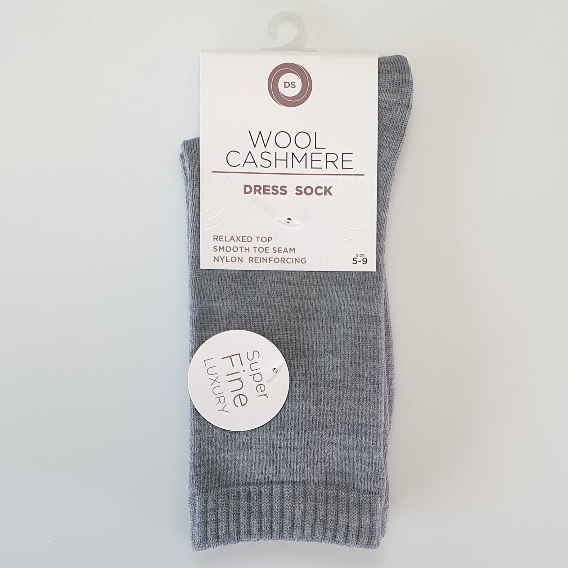 DS Wool Cashmere Dress Socks - Plain Grey
