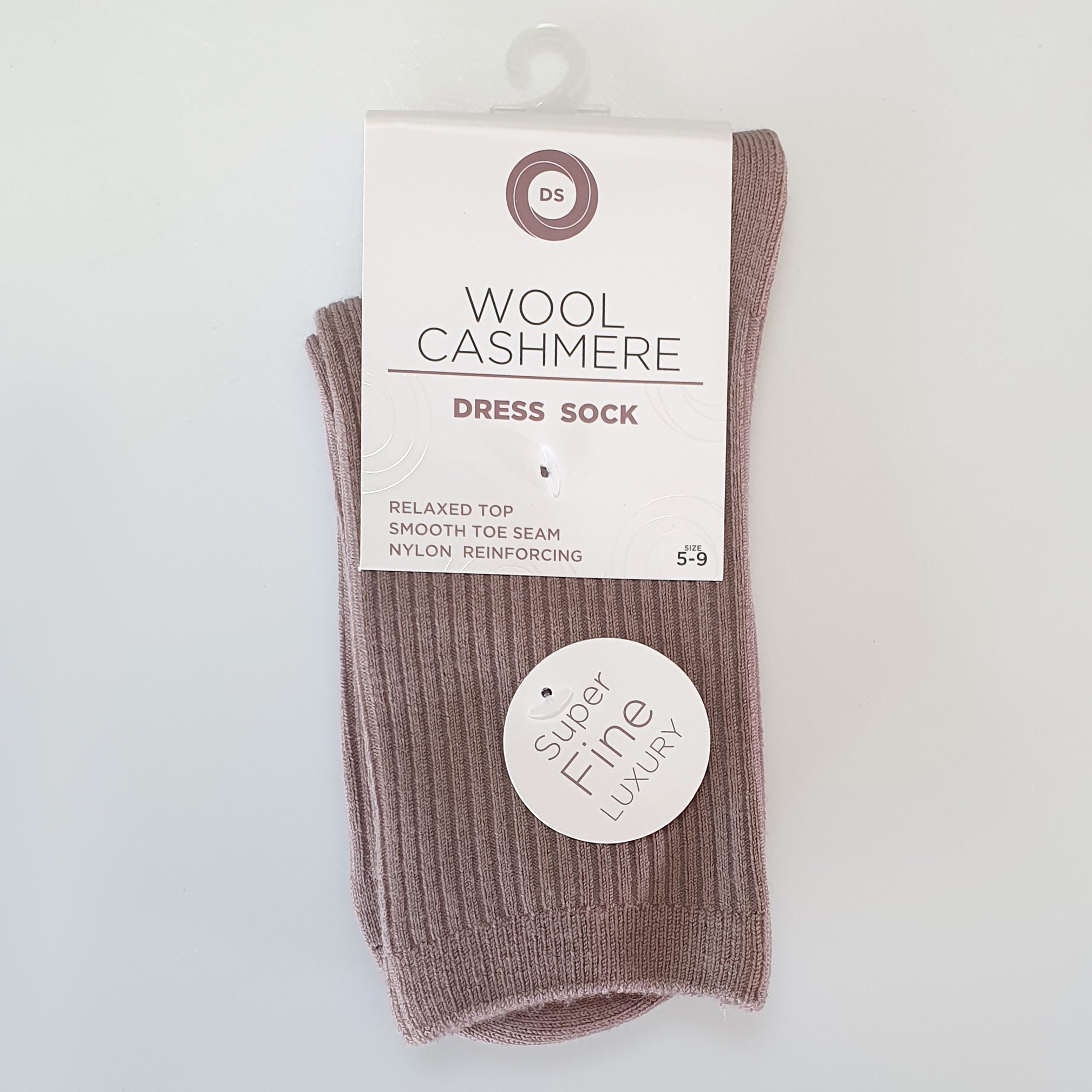 DS Wool Cashmere Dress Socks - Ribbed Dusky Rose