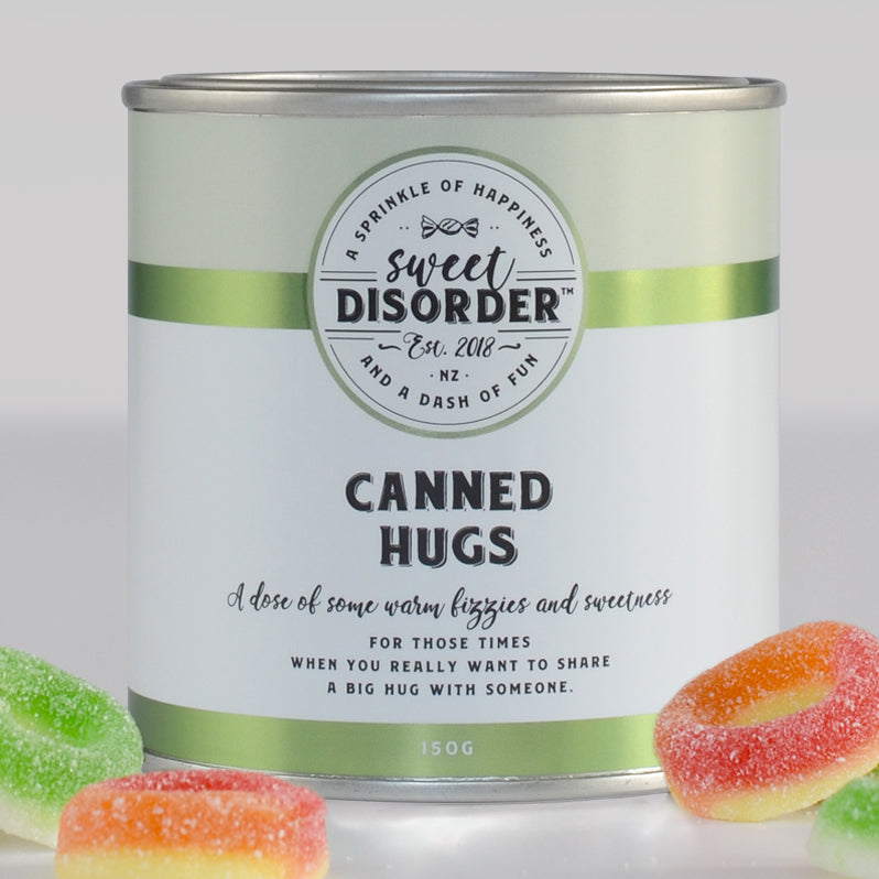 'Canned Hugs' Sour Gummy Rings Candy - 150g