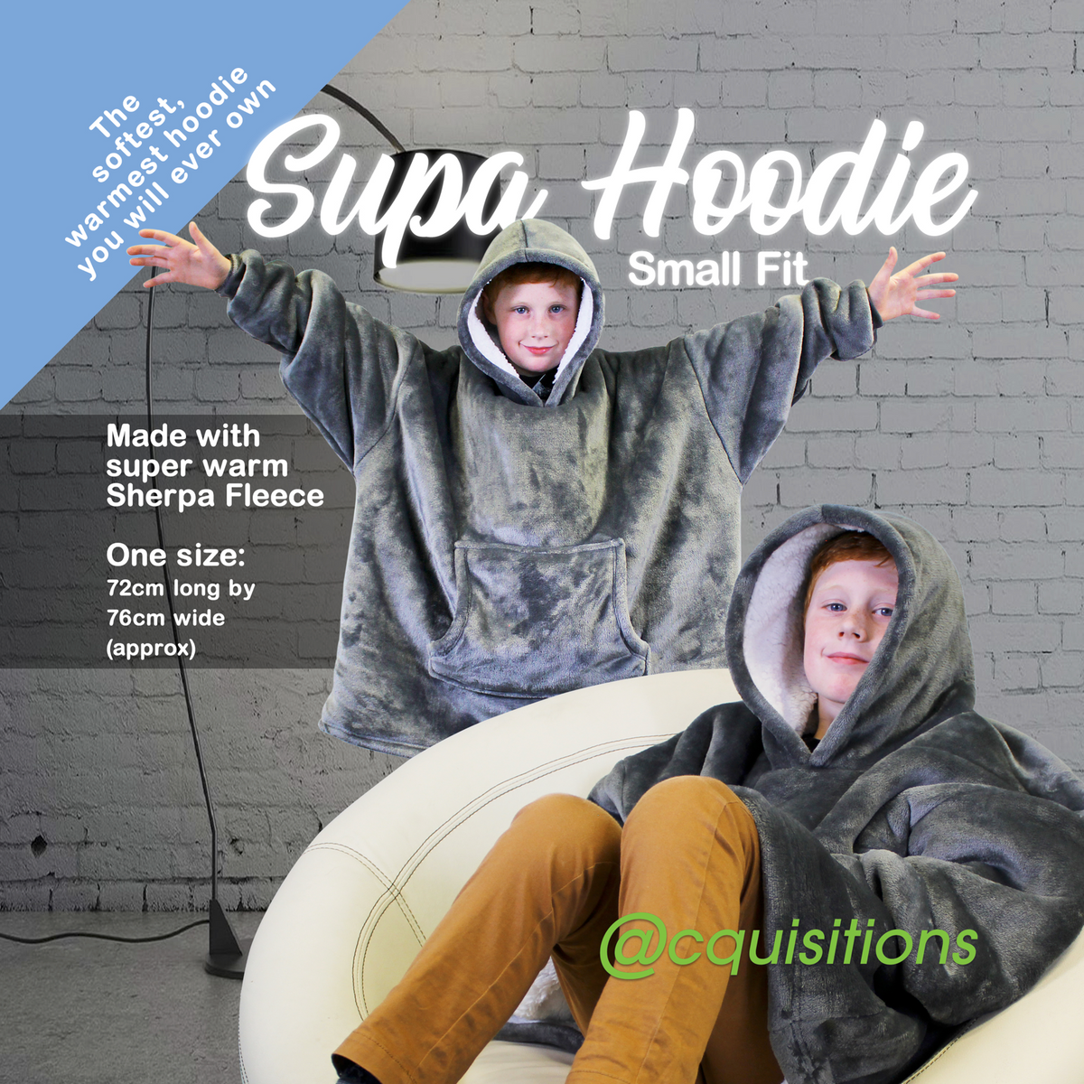 Supa Hoodie - Small Fit - Grey – Acquisitions New Zealand
