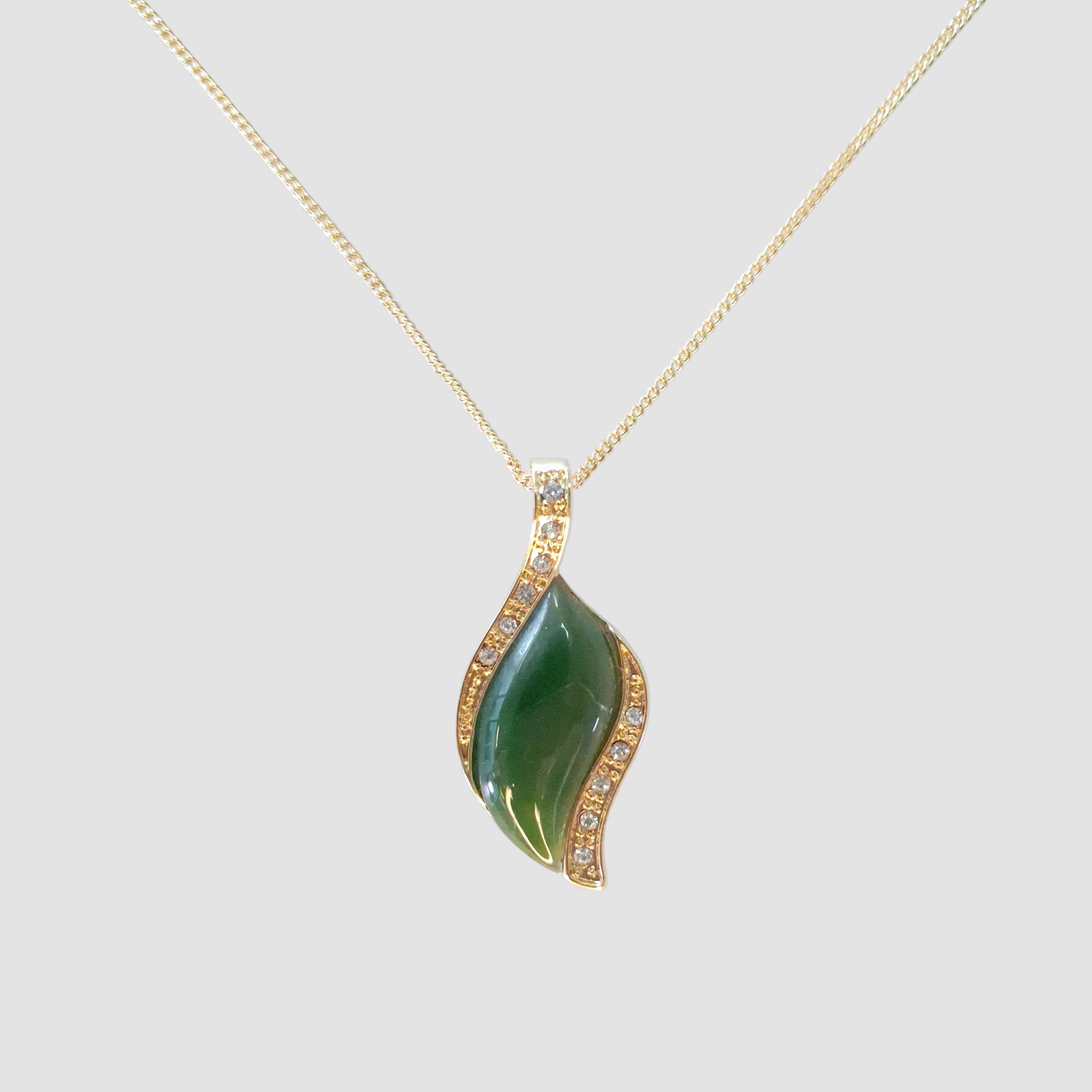 Jade Necklace - 'Crystal Leaf'