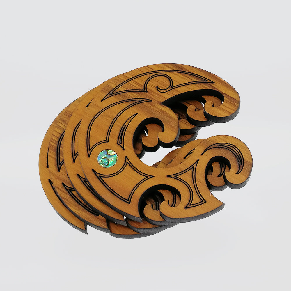 Wooden Koru 'Twin' Coasters - Set/4