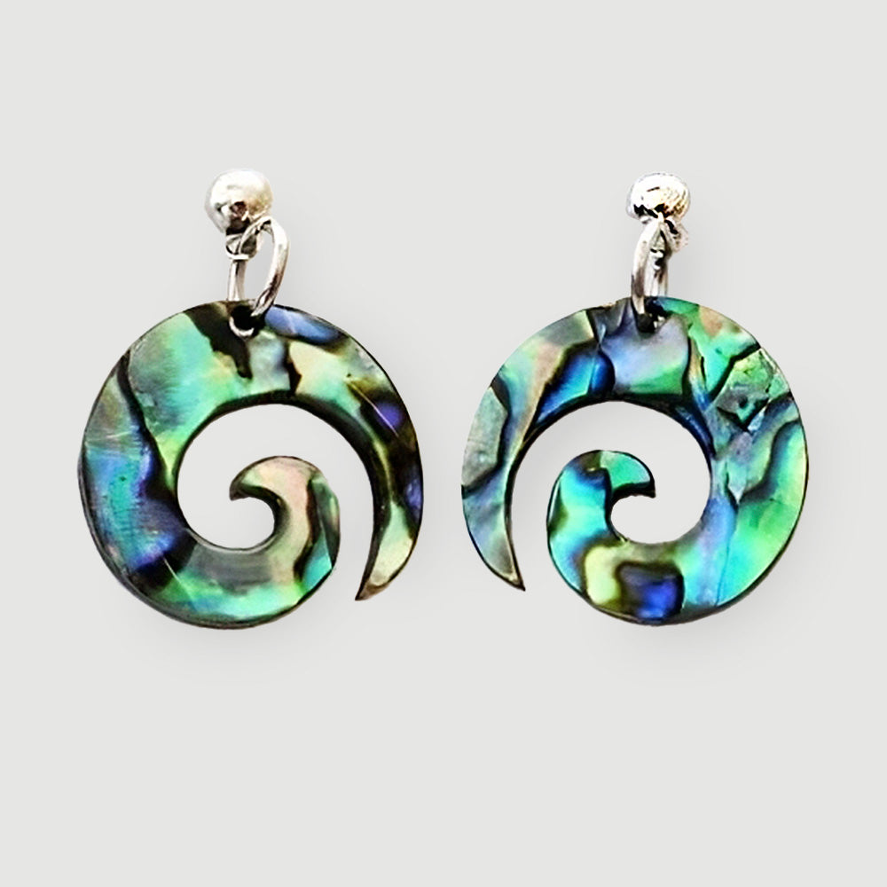 Paua Earrings - Koru Design