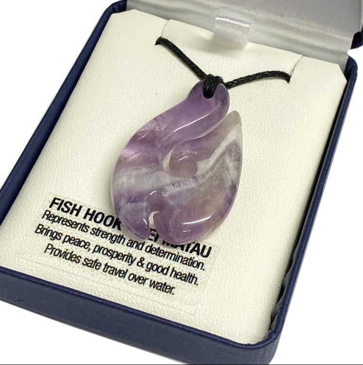 Amethyst Necklace - ''Hei Matau'