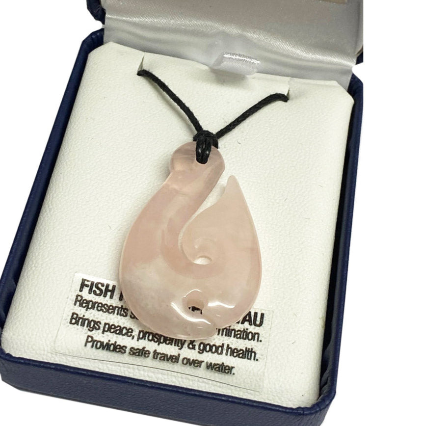 Rose Quartz Necklace - 'Hei Matau'