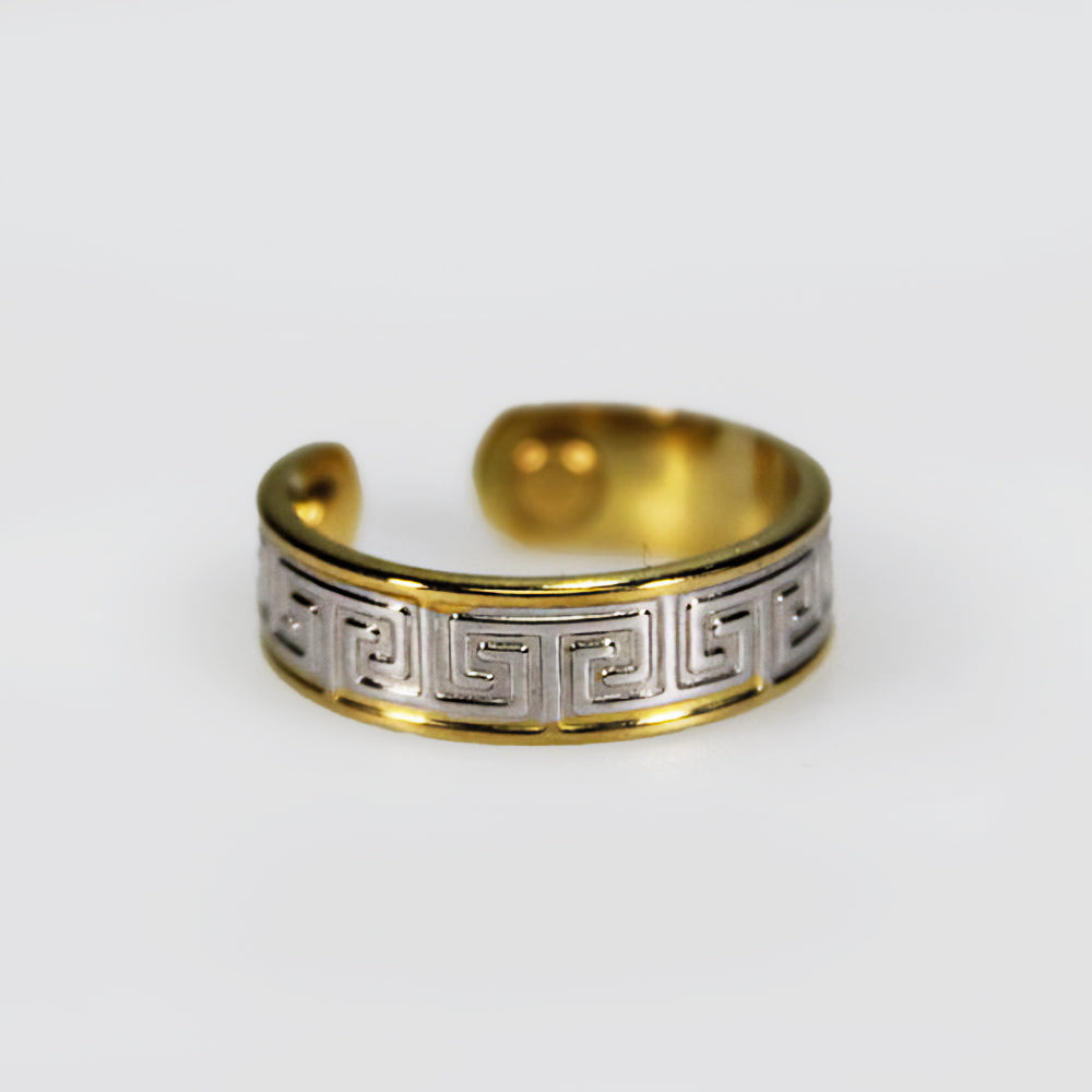 Silver & Gold Maze Copper Magnetic Ring