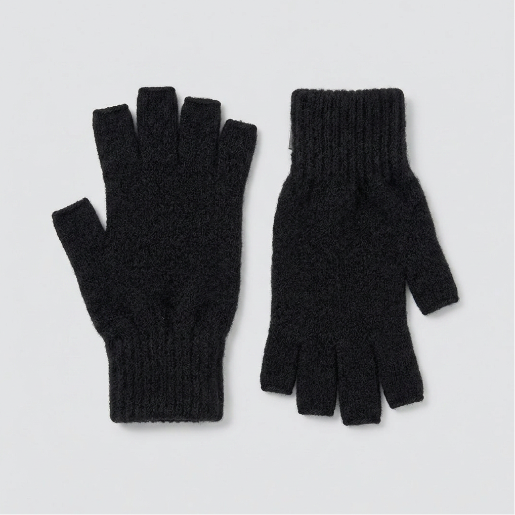Possum Merino Fingerless Gloves - Black