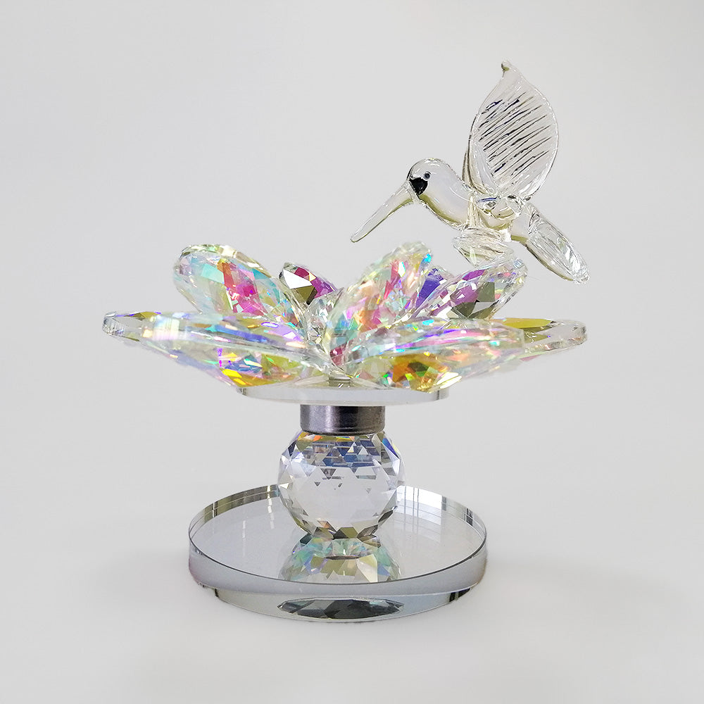 Rotating Crystal Flower Humming Bird