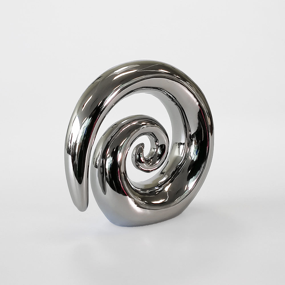 Silver Ceramic Swirl Koru - 11cm