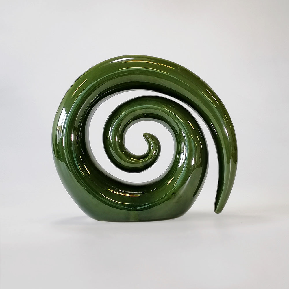 Green Ceramic Swirl Koru - 21.5cm