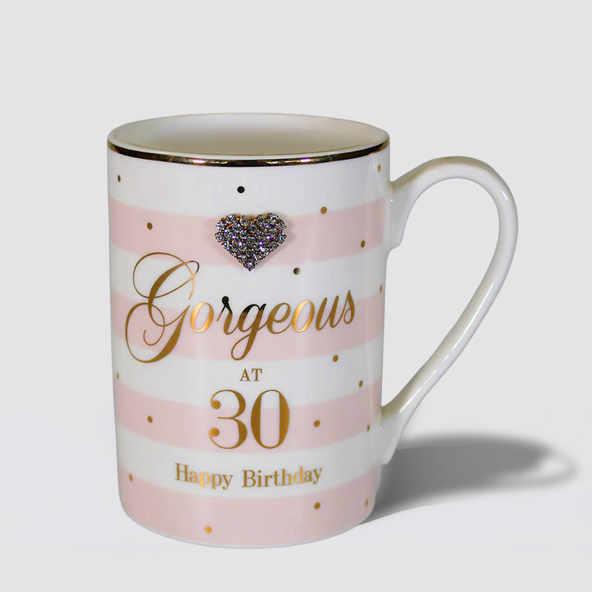 Gorgeous at 30 'Happy Birthday' Mug with Diamante Heart