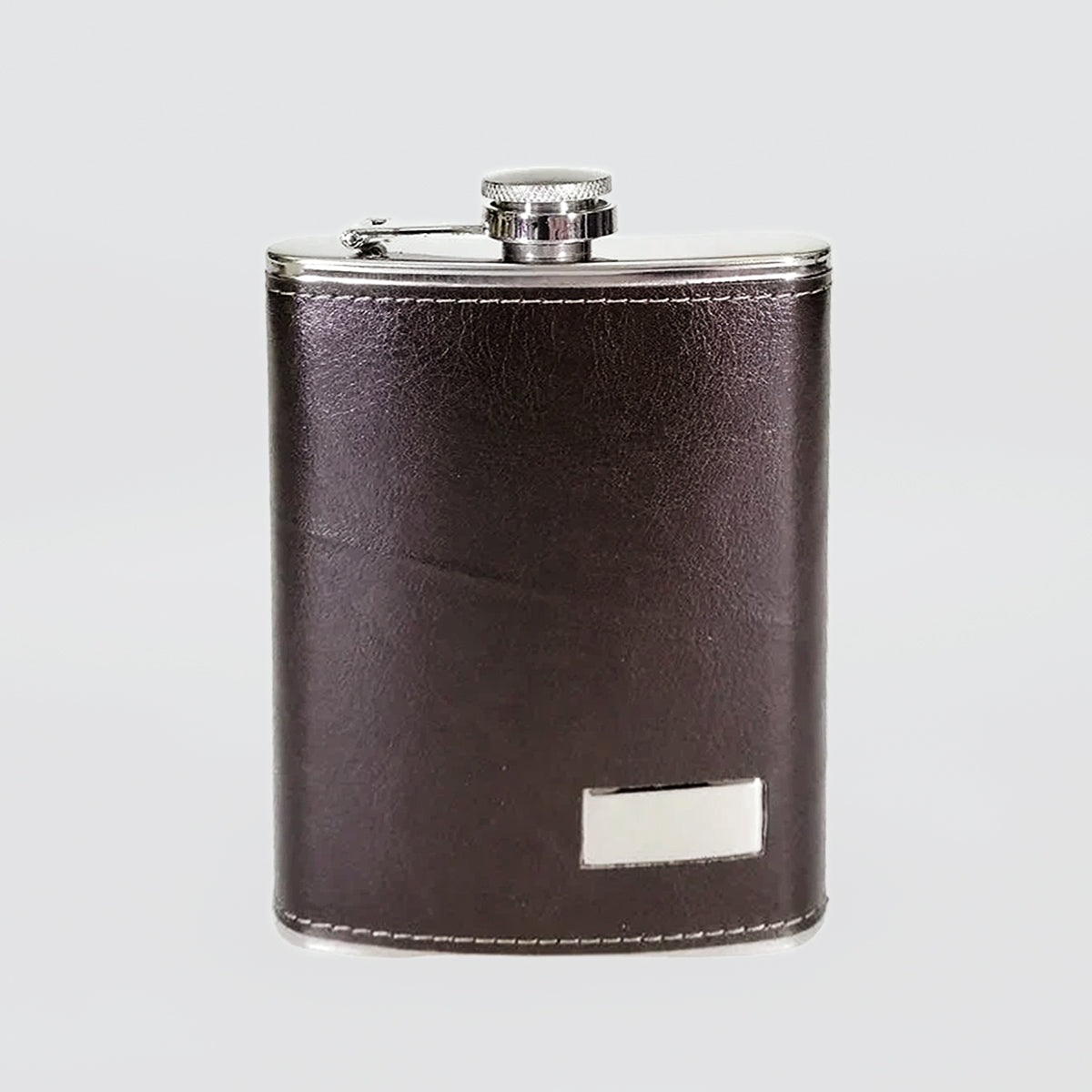 Stainless Steel Hip Flask - Faux Leather Cover - 265mL