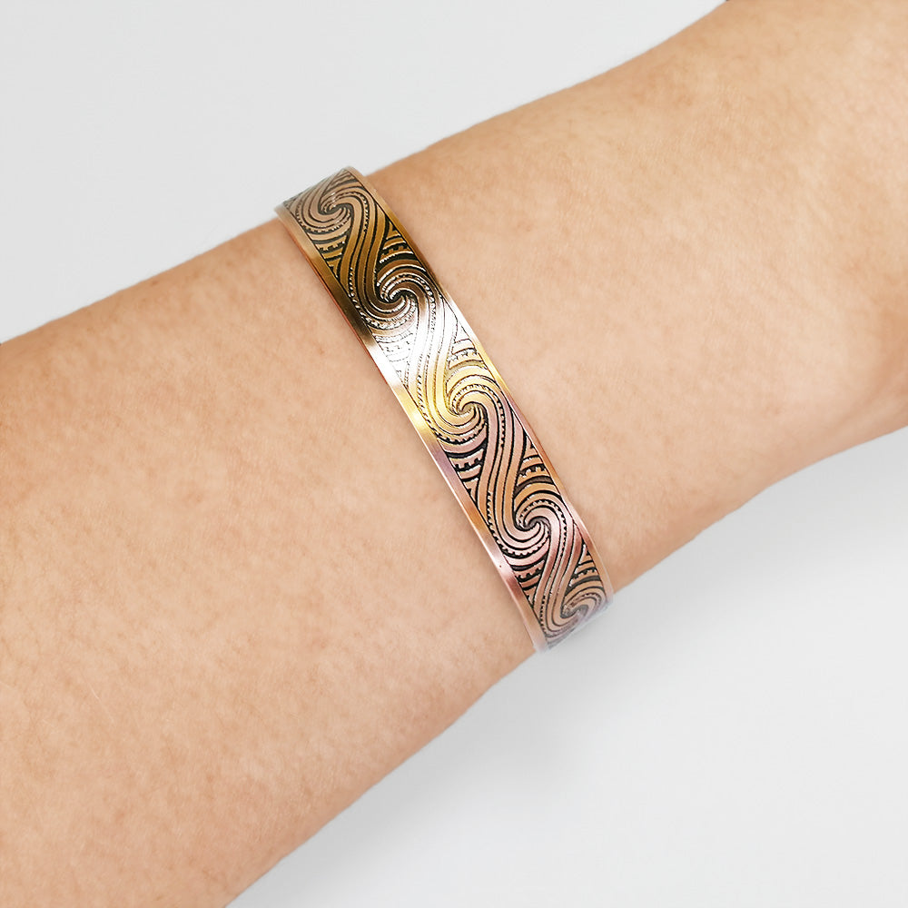 Copper 'Large Kowhaiwhai' Bracelet