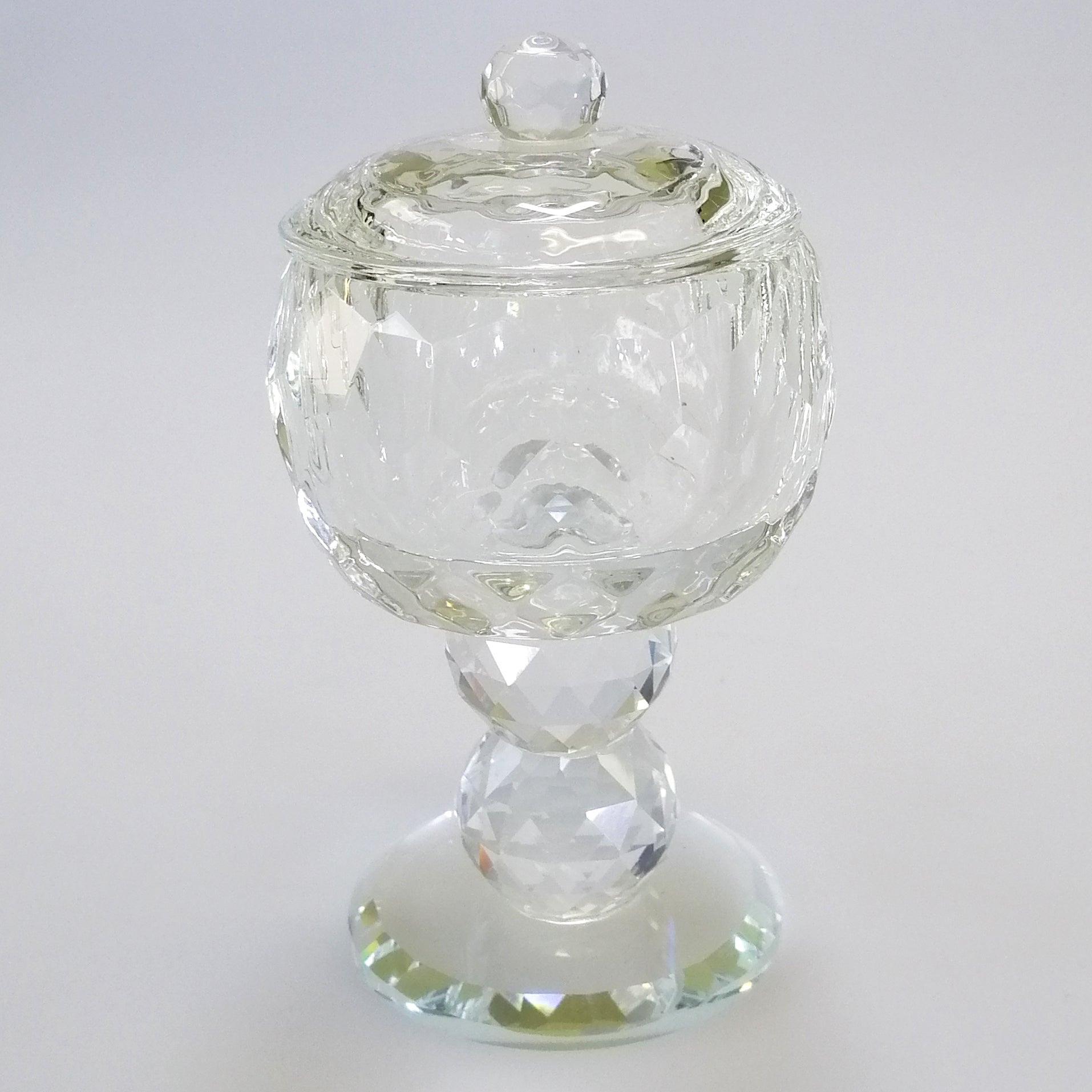 Small Cut Glass Standing Canister with Lid