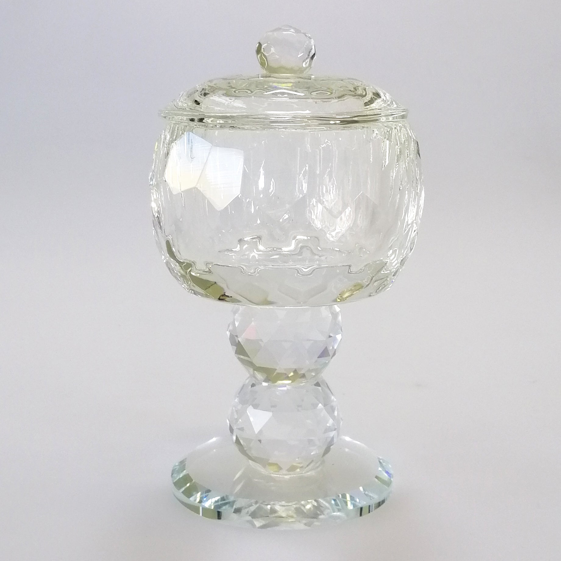 Small Cut Glass Standing Canister with Lid