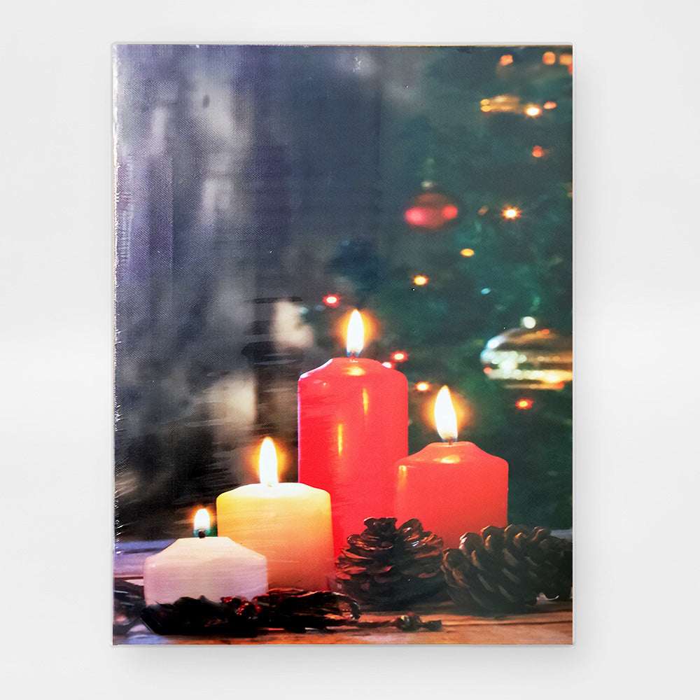 'Red Christmas Candles' LED Print