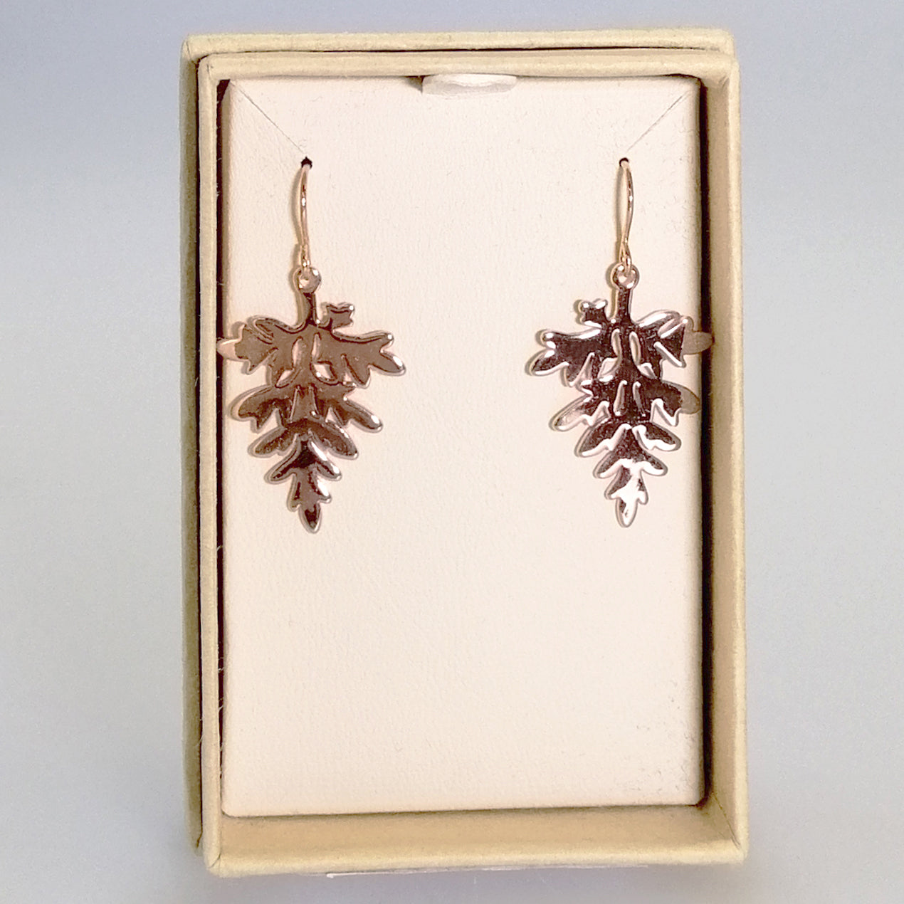 Kiwicraft - Rose Gold Silver Fern Earrings