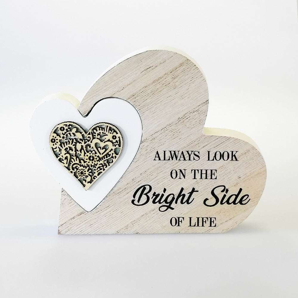 'Bright Side' Double Heart Plaque