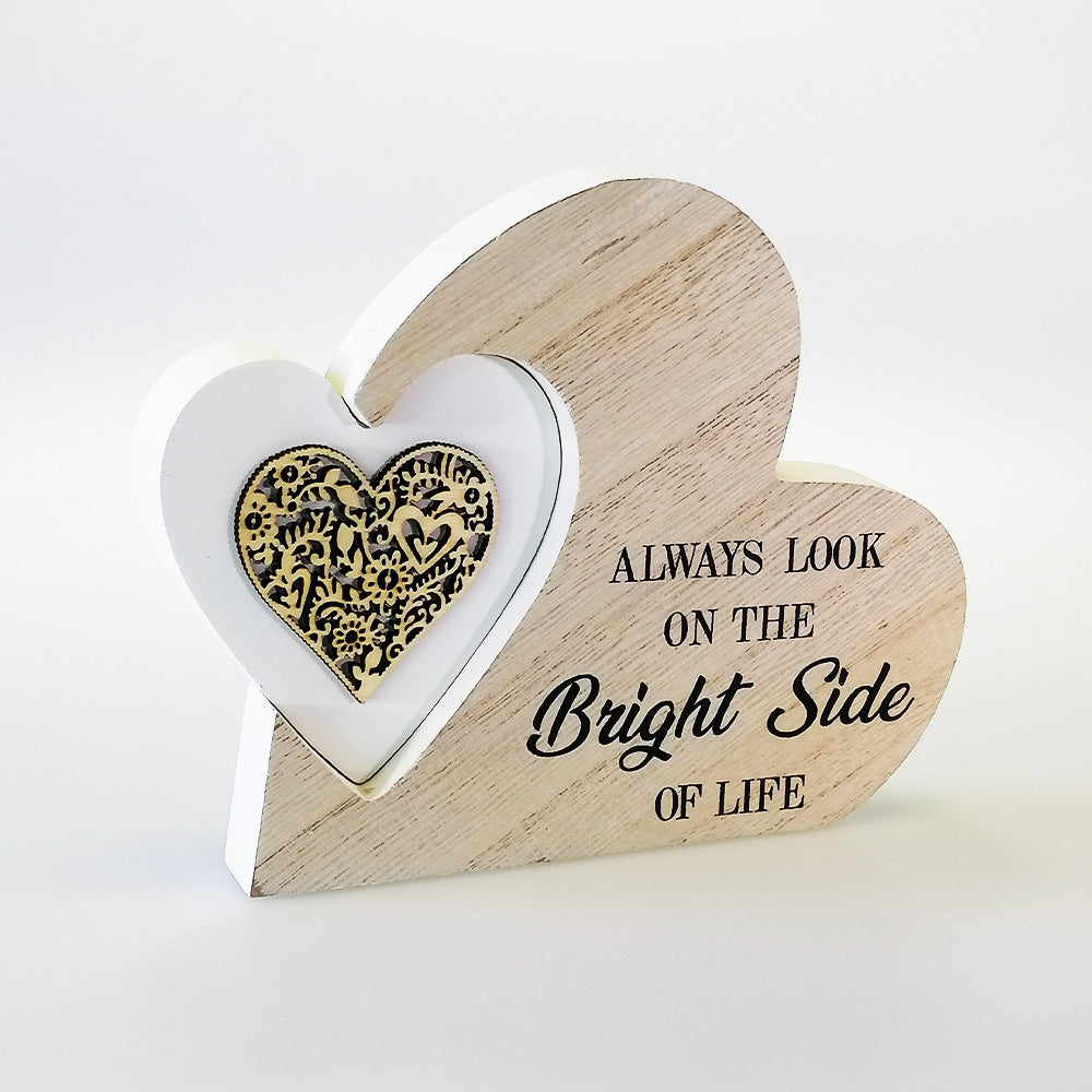 'Bright Side' Double Heart Plaque