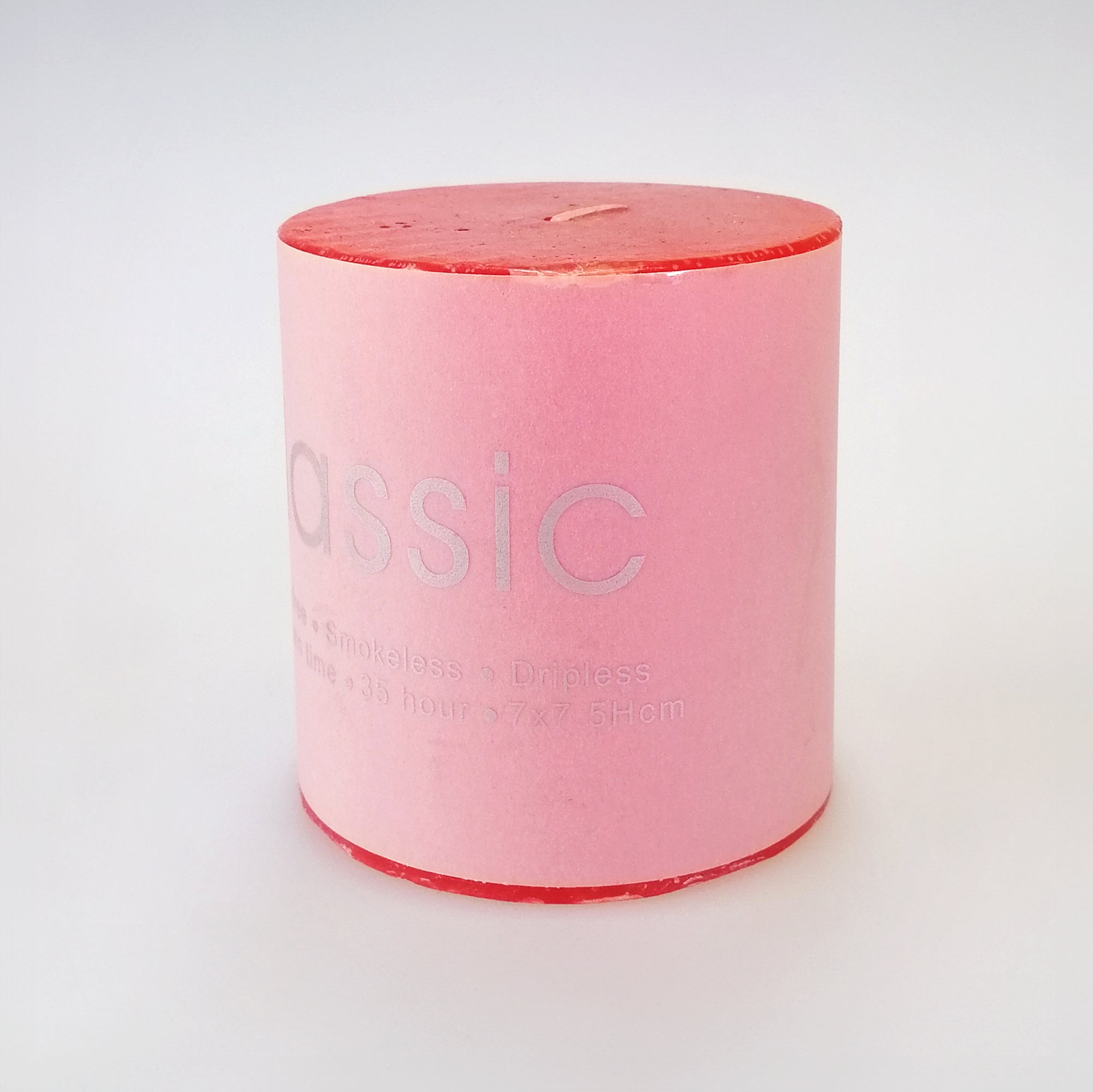 Classic Coloured Candle - 7 x 7.5cm - Strawberry