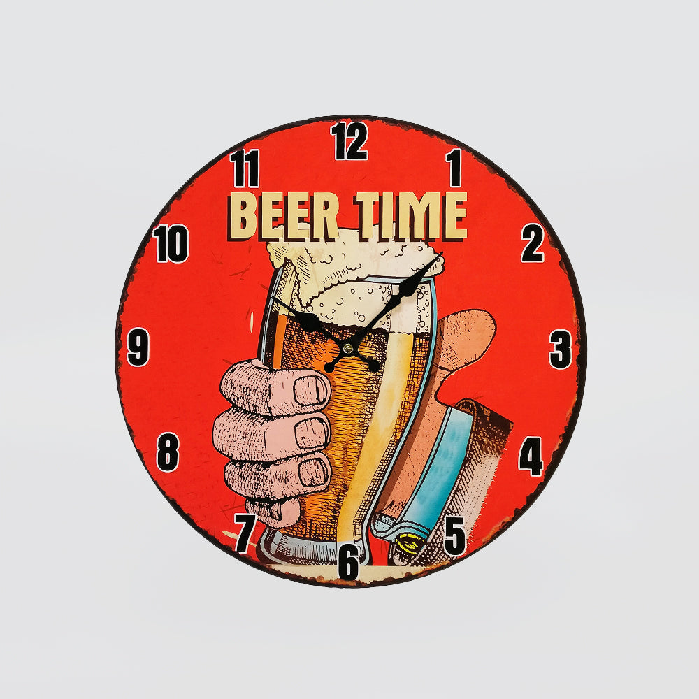 Mancave Clock - 'Beer Time' 34cm