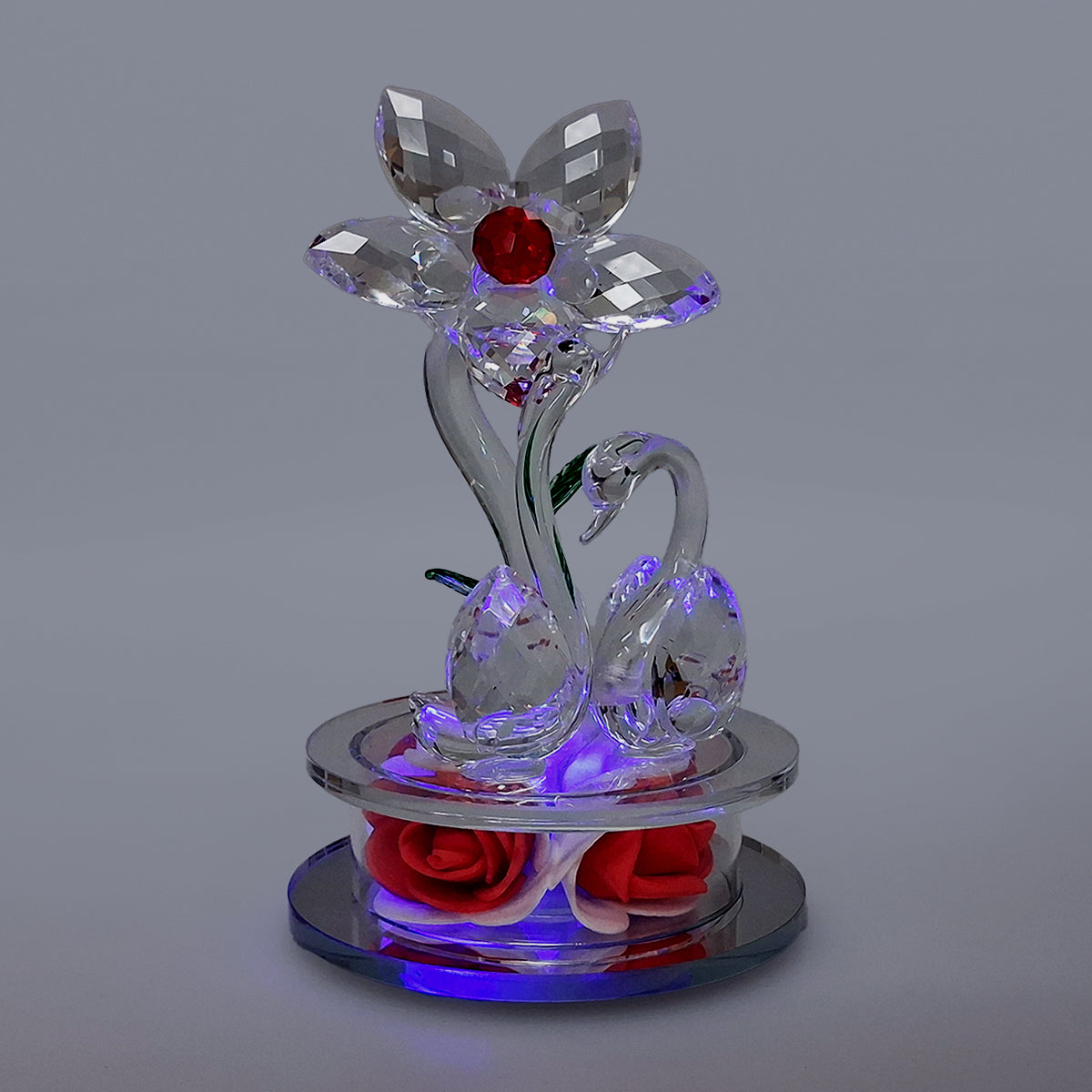 Crystal Glass Flowers & Swans - LED