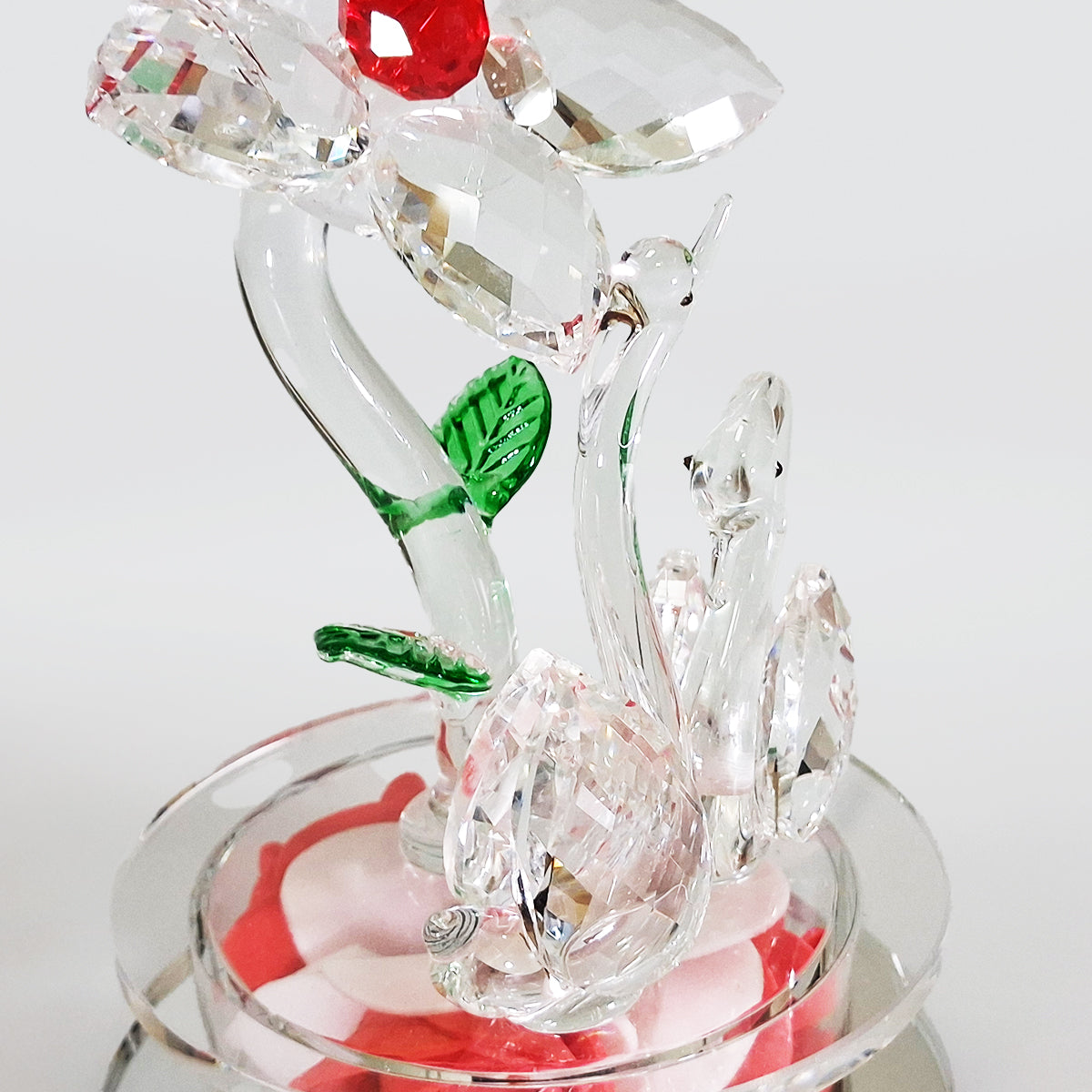 Crystal Glass Flowers & Swans - LED