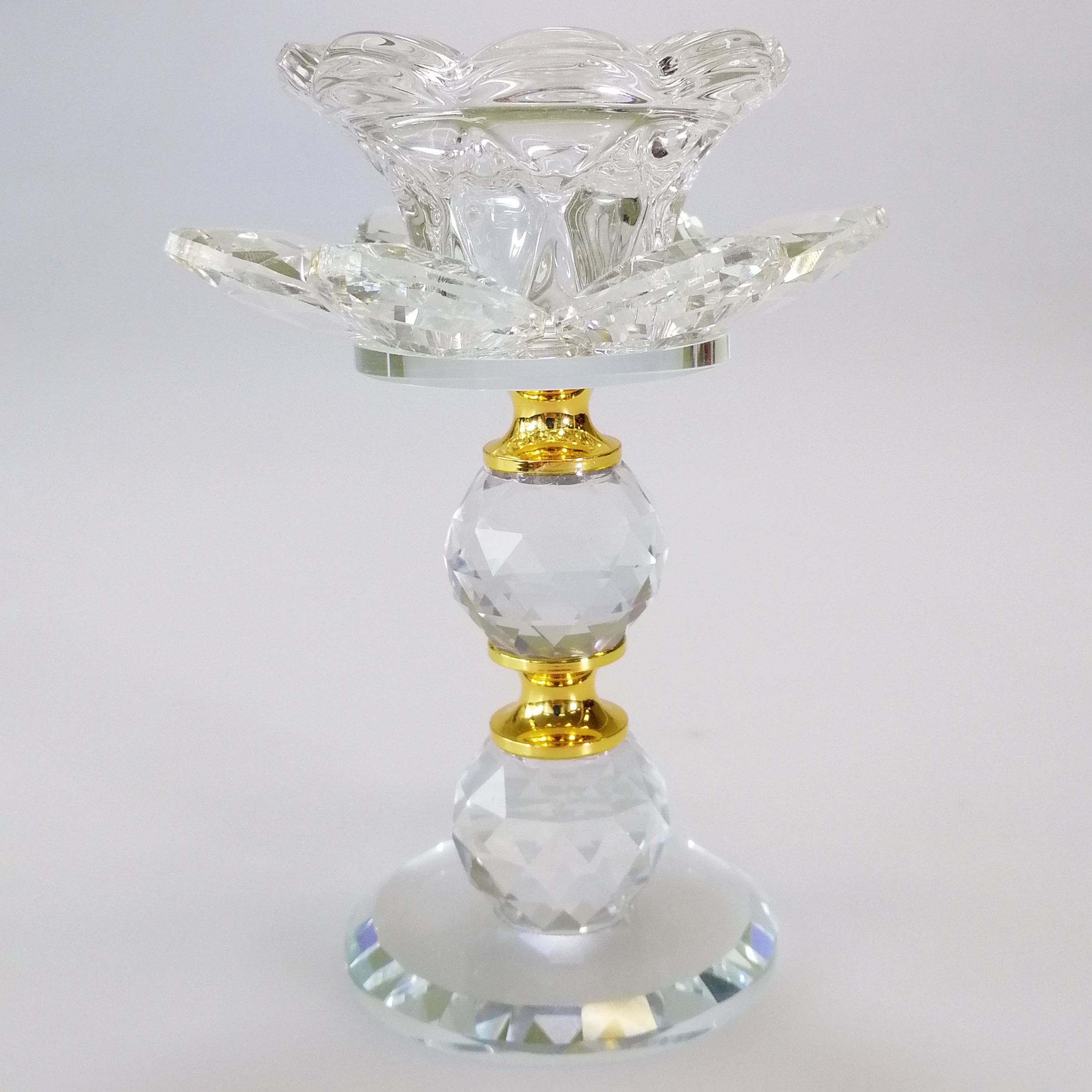 Clear Glass Flower Candlestand