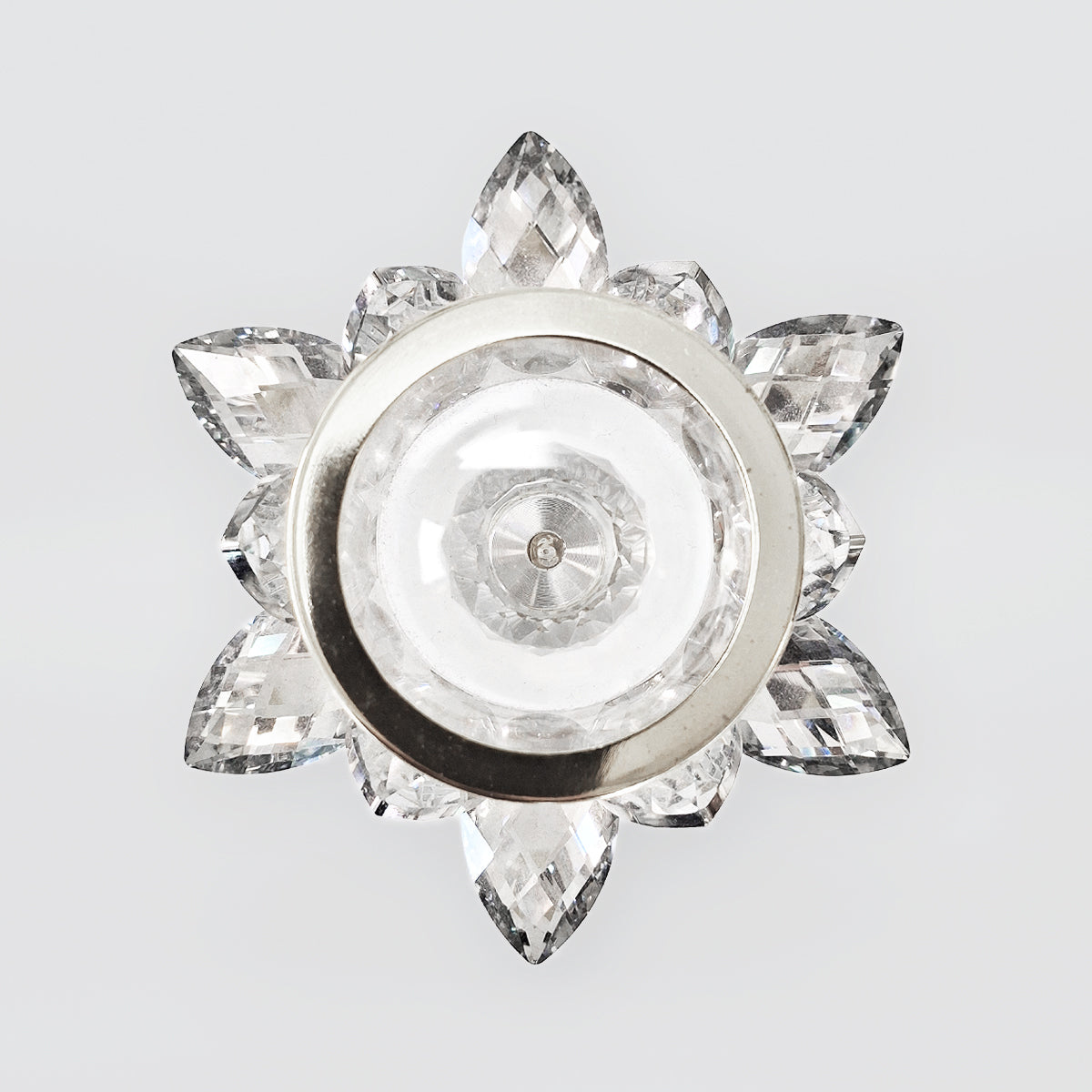 Crystal Flower Candle Stand - Silver Trim