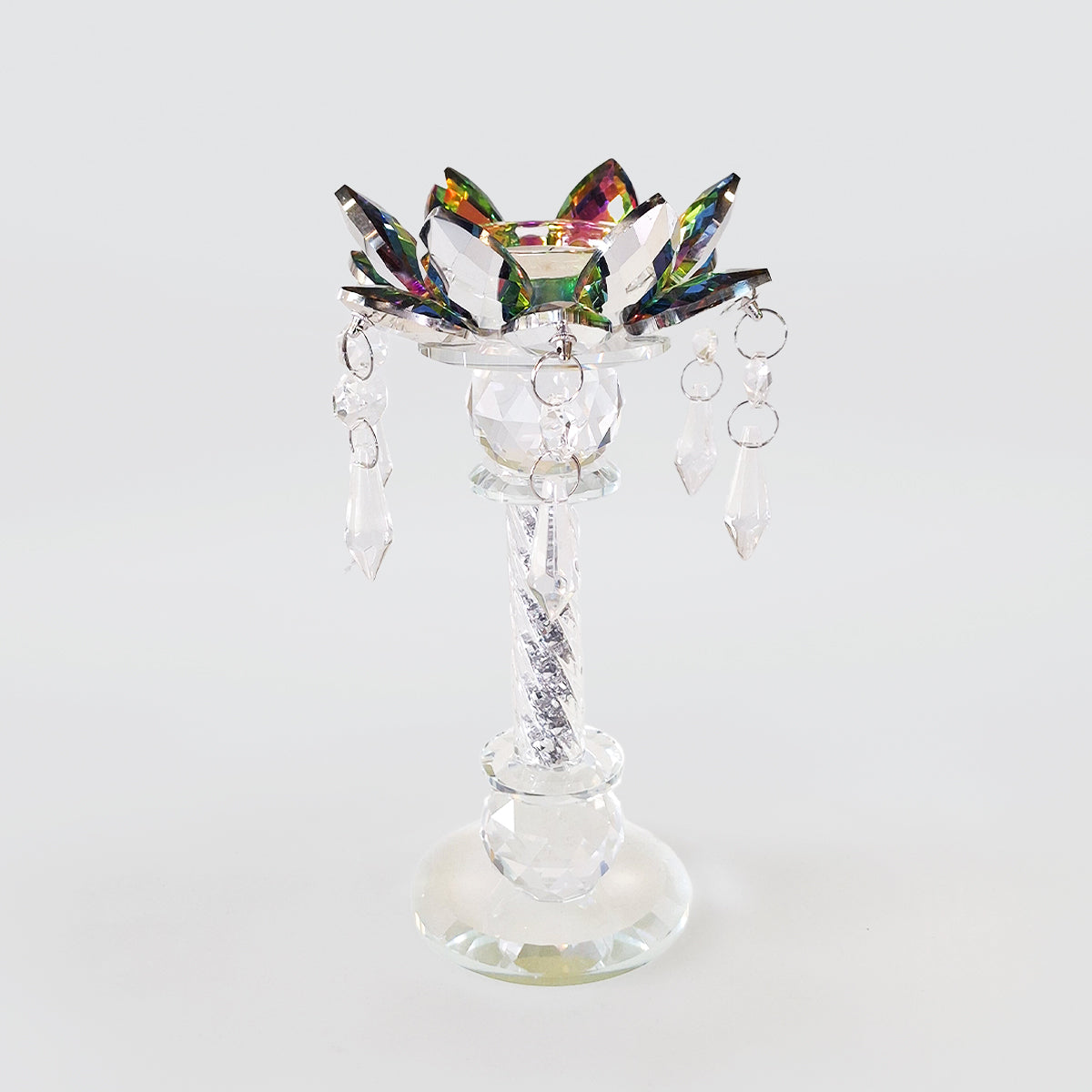 Iridescent Crystal Flower Candle Stand