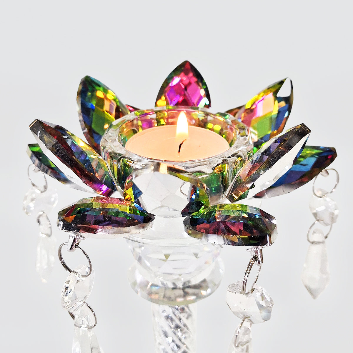 Iridescent Crystal Flower Candle Stand