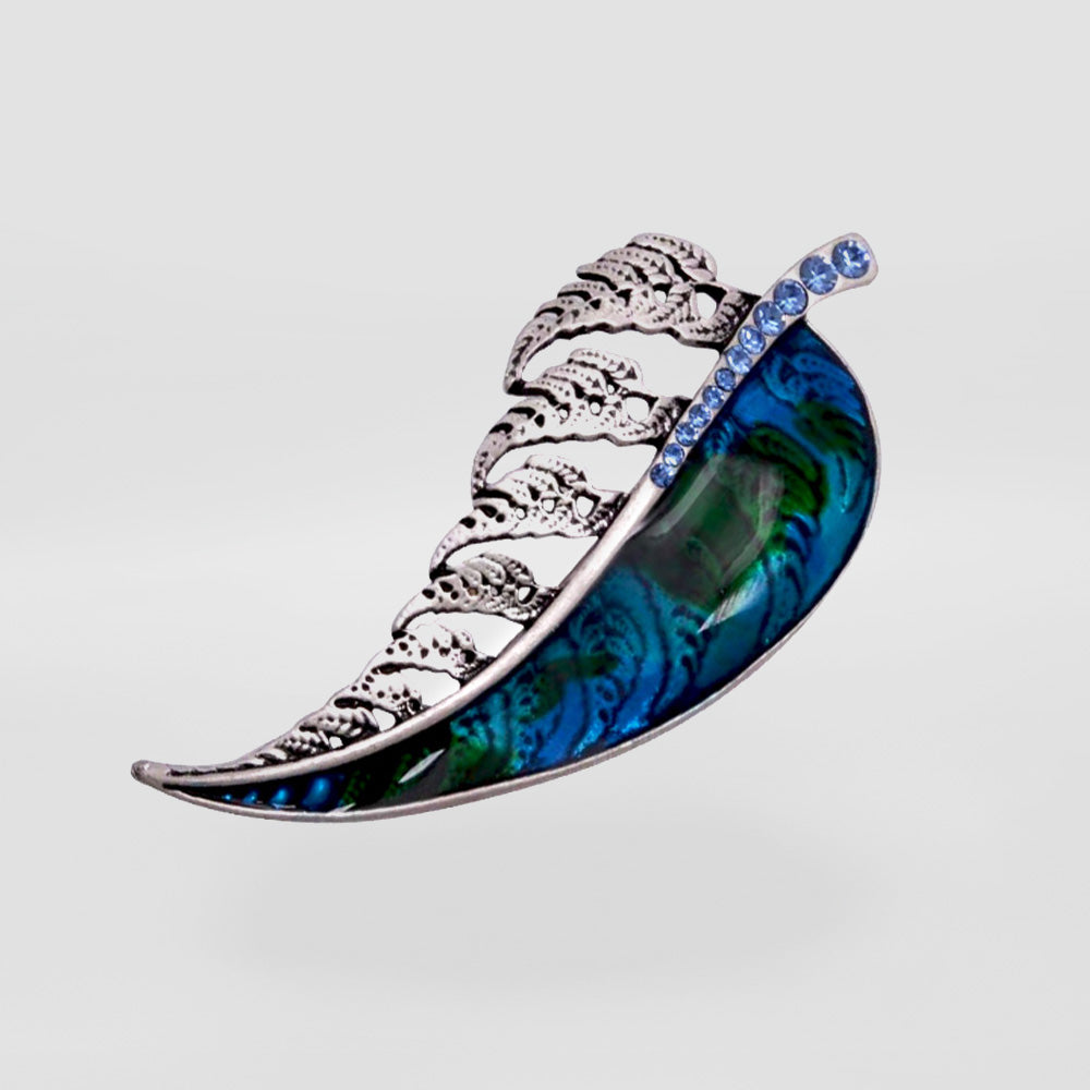 Fern Leaf Blue & Green Brooch