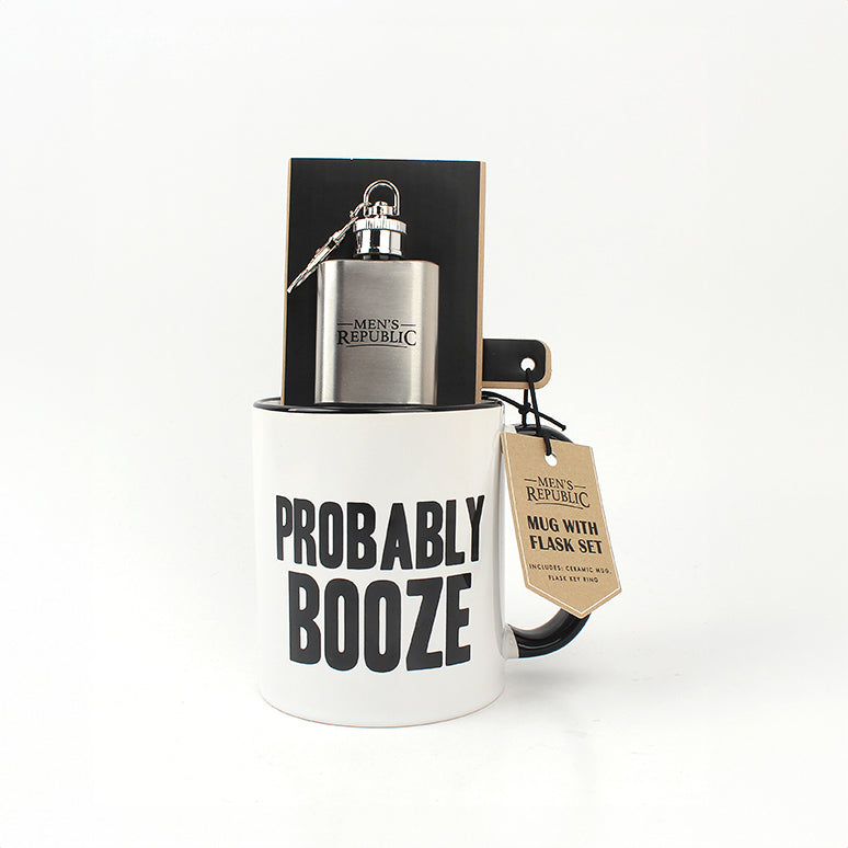Probably Booze Mug & Mini Flask Set