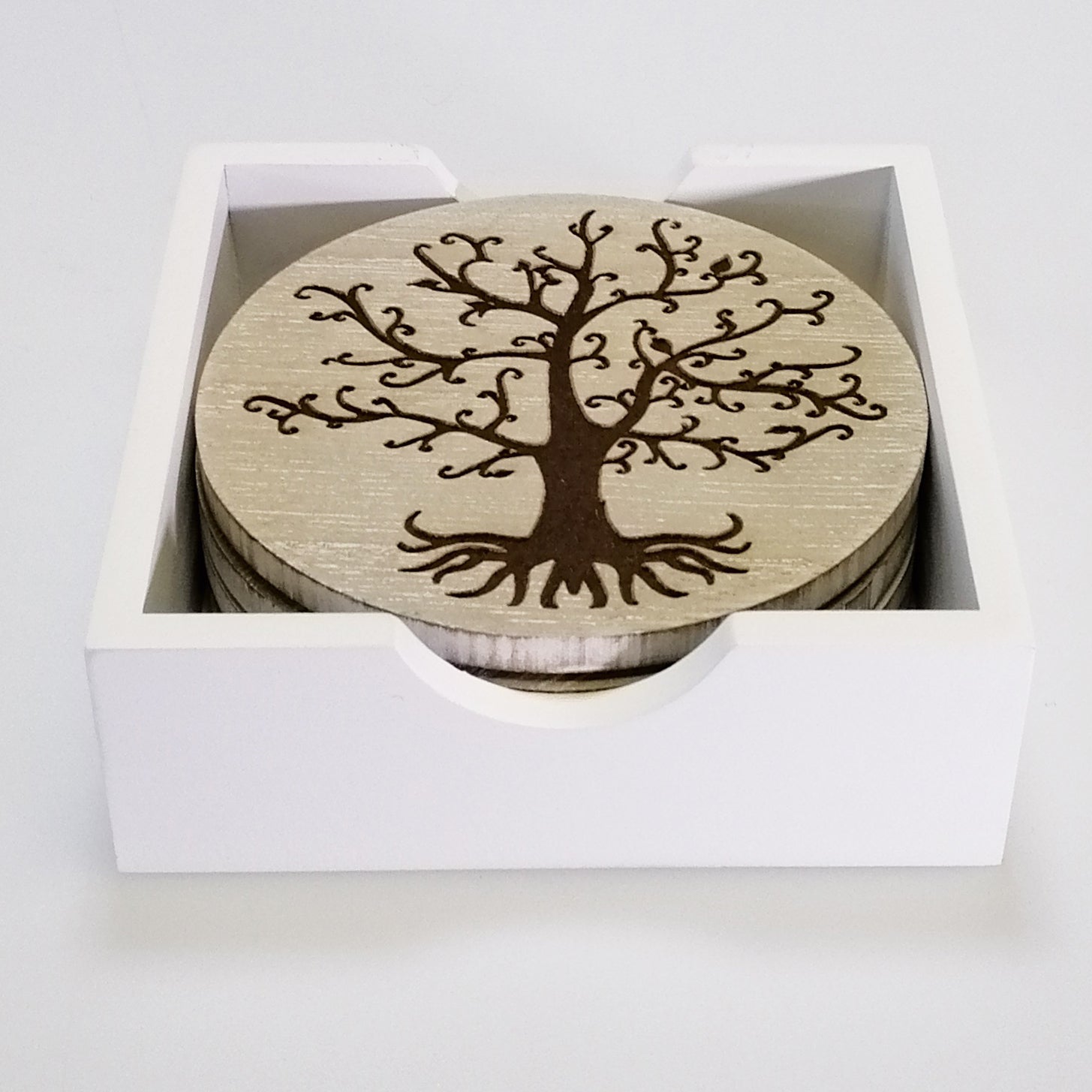 Wooden 'Tree of Life' Coasters - Set of 4